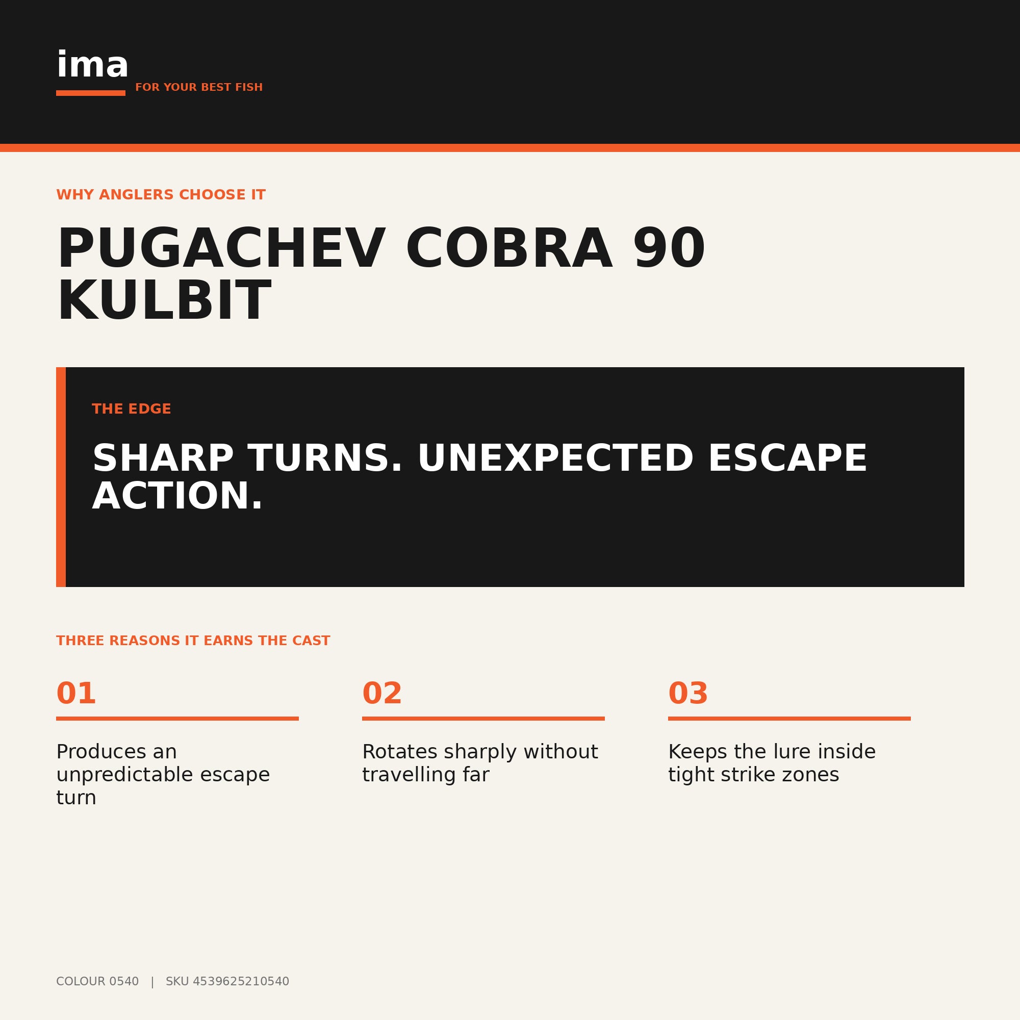 Ima Pugachev's Cobra 90 Kulbit Floating Lure X5468 (0540)