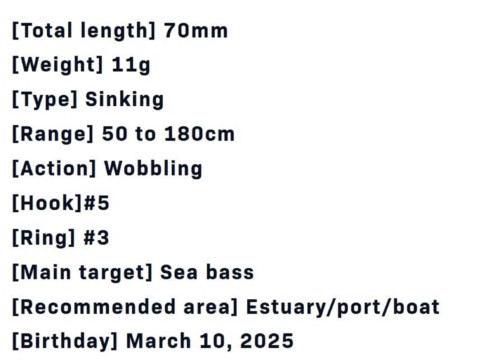 Sale Ima Ataru 70S Sinking Lure 010 (6238)
