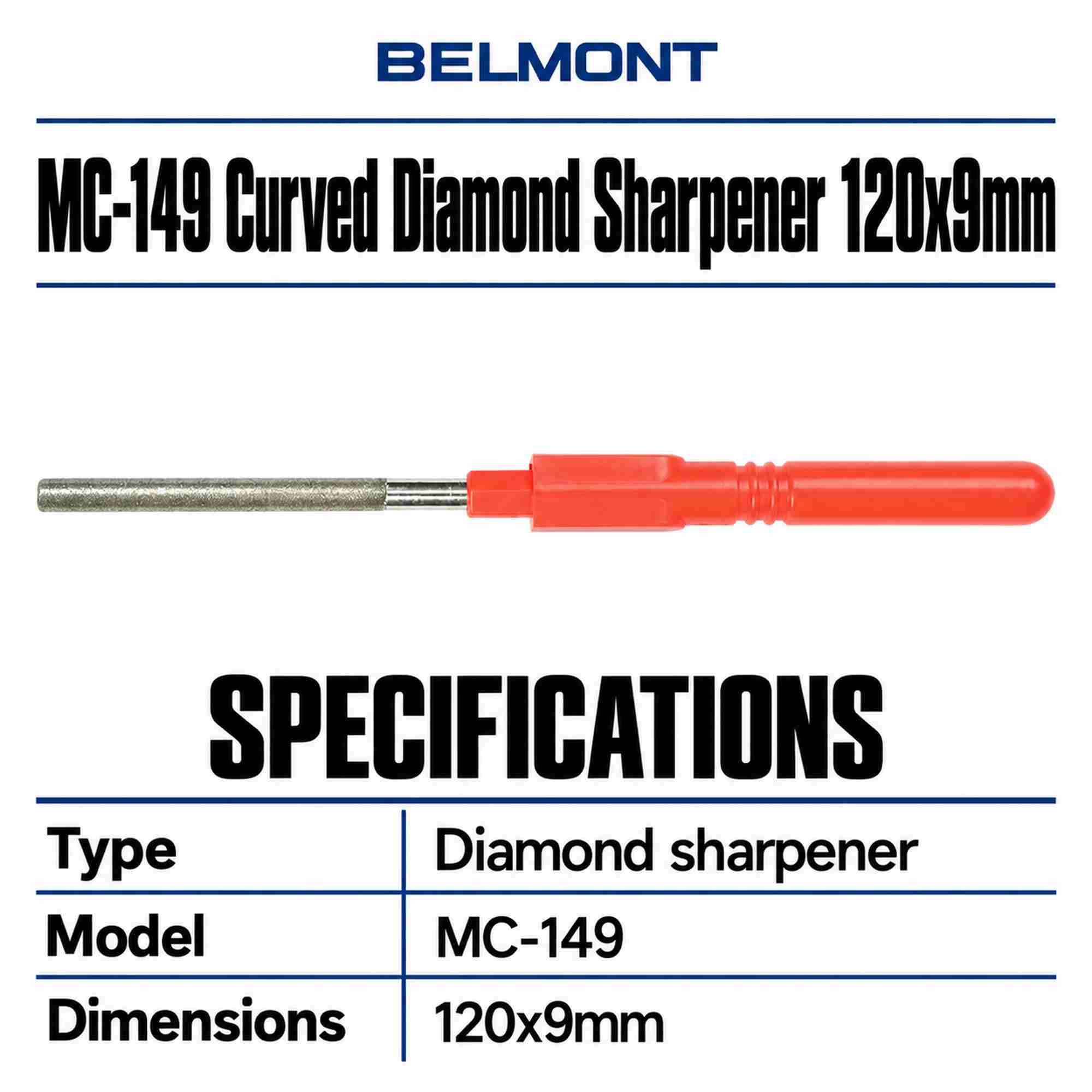 Belmont MP-149 Curved Diamond Sharpener 120x9mm (1495)