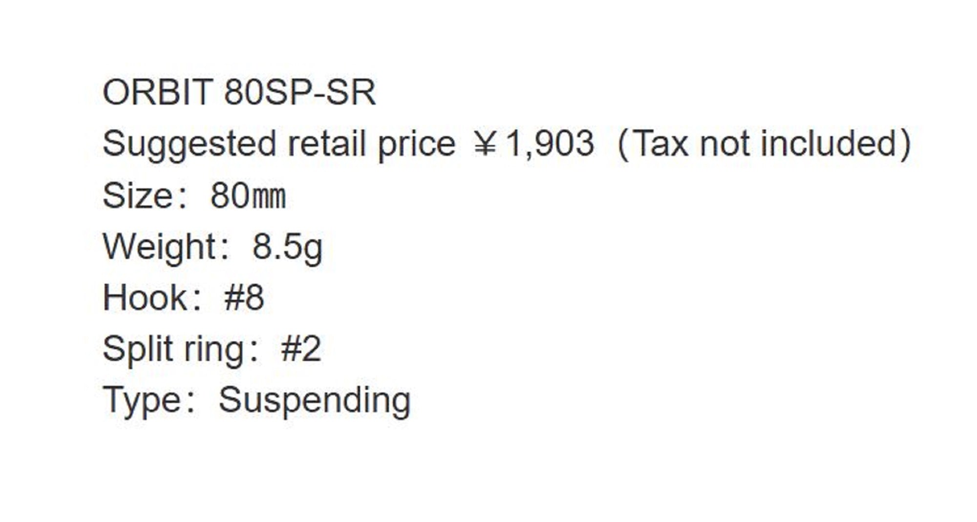 Zipbaits Orbit 80 SP SR Suspend Lure 992 (4745)