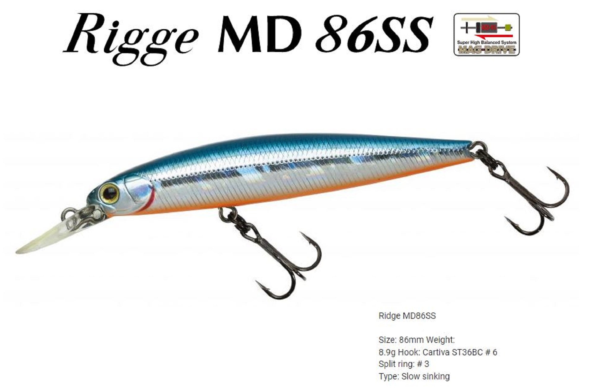 Zipbaits Rigge MD 86SS Slow Sinking Lure 810 (1075)