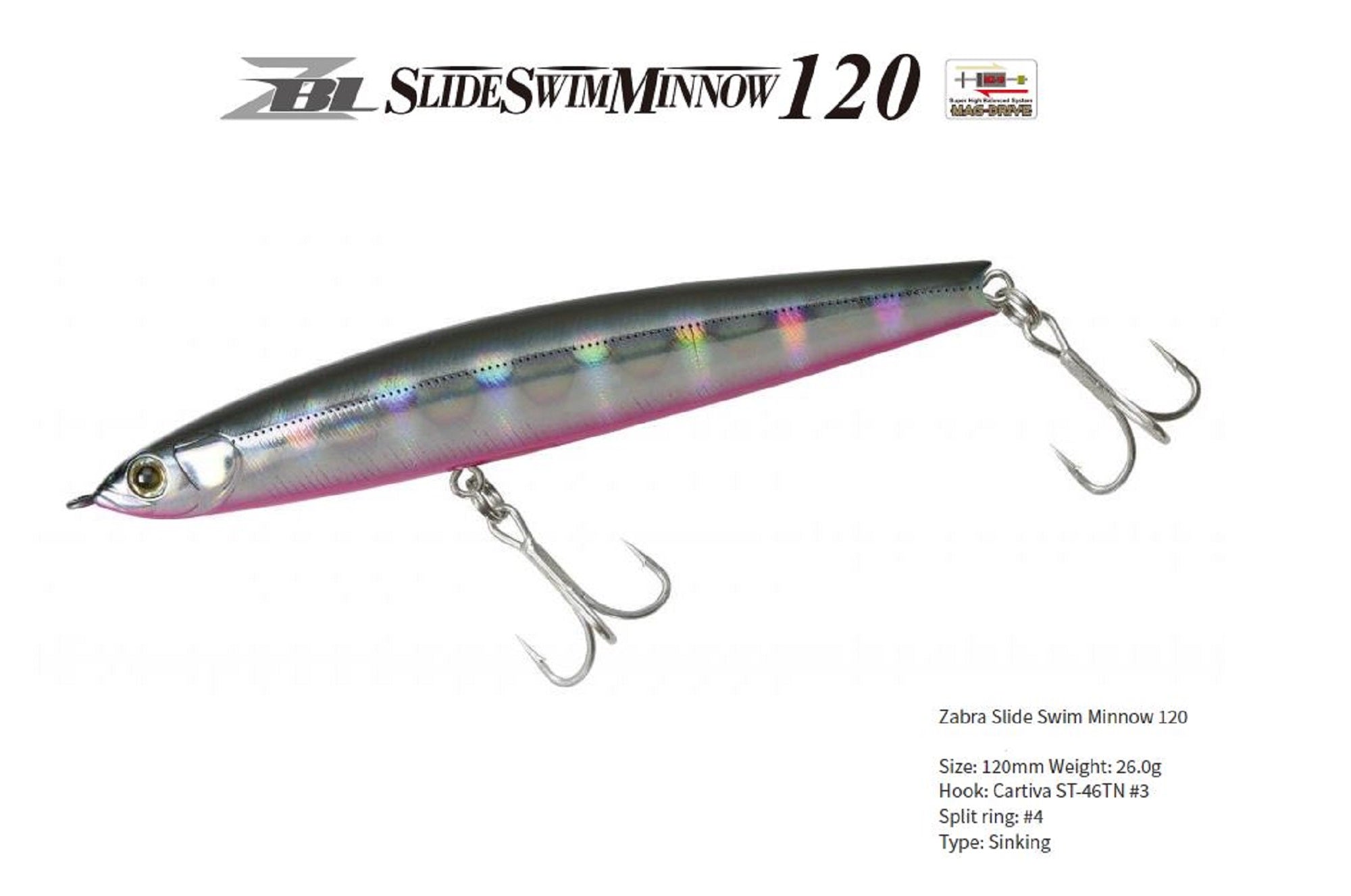 Zipbaits Slide Swim Minnow 120 SSM Sinking Lure 658 (7312)