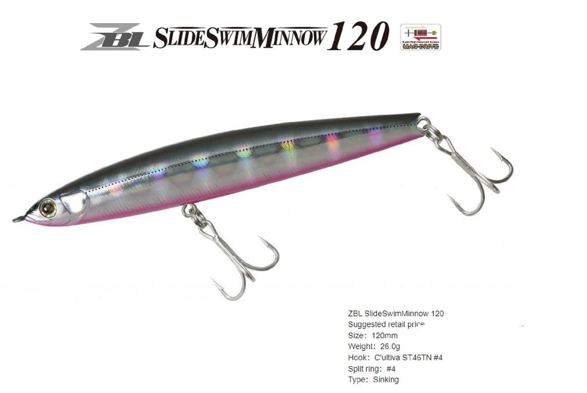 Zipbaits Slide Swim Minnow 120 SSM Sinking Lure 871 (7329)