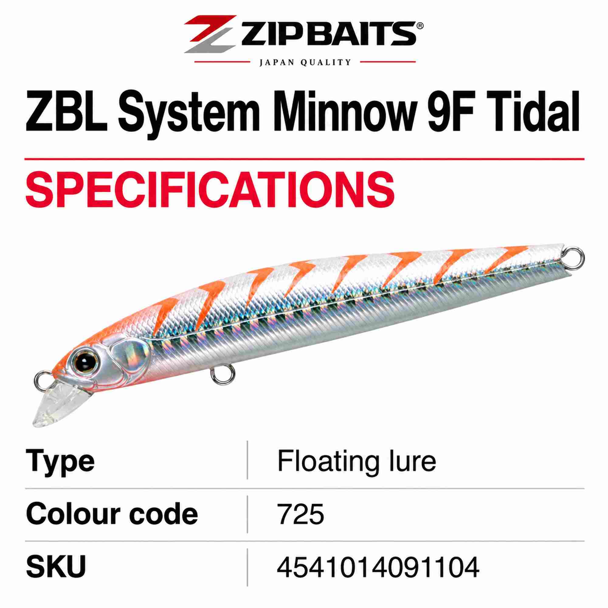 Zipbaits ZBL System Minnow 9F Tidal Floating Lure 725 (1104)