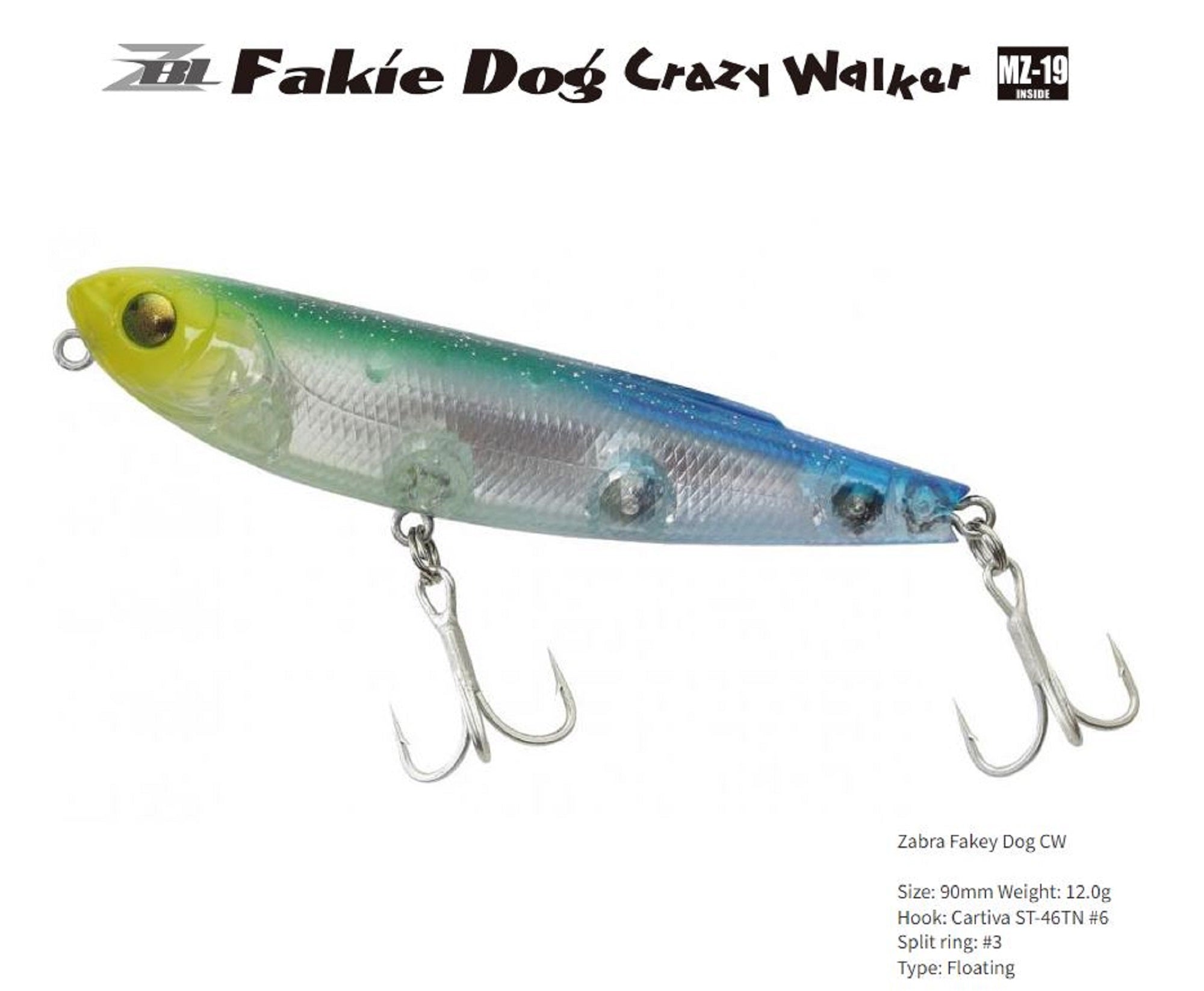 Zipbaits ZBL Fakie Dog 90 Crazy Walker Floating Pencil Lure 351 (0244)