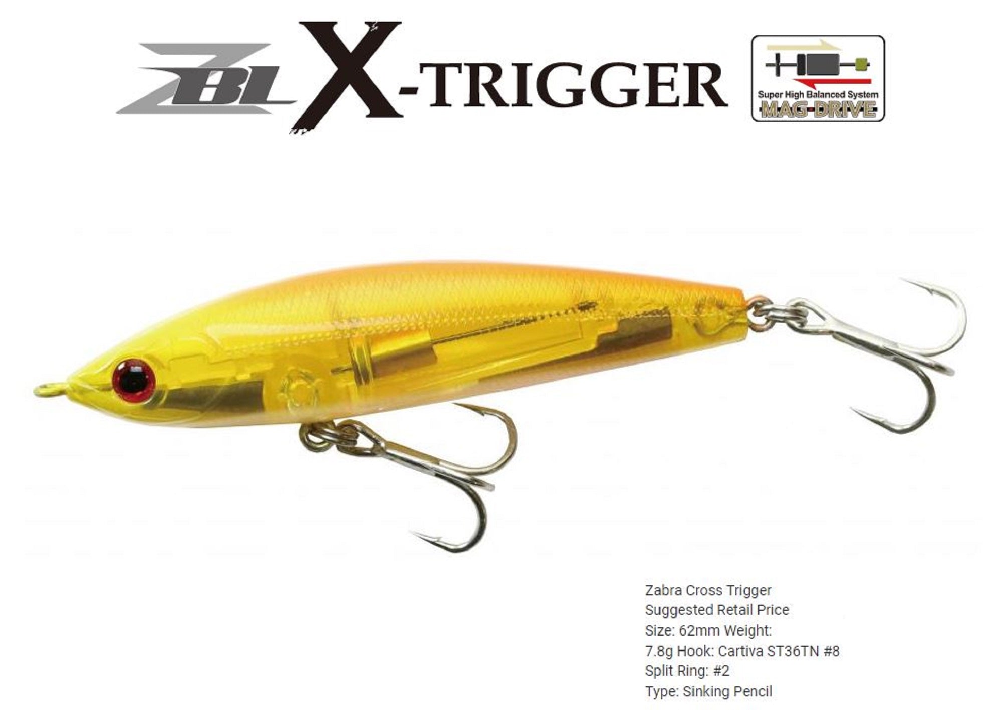 Zipbaits ZBL X Trigger 62 Pencil Sinking Lure 624 (1039)
