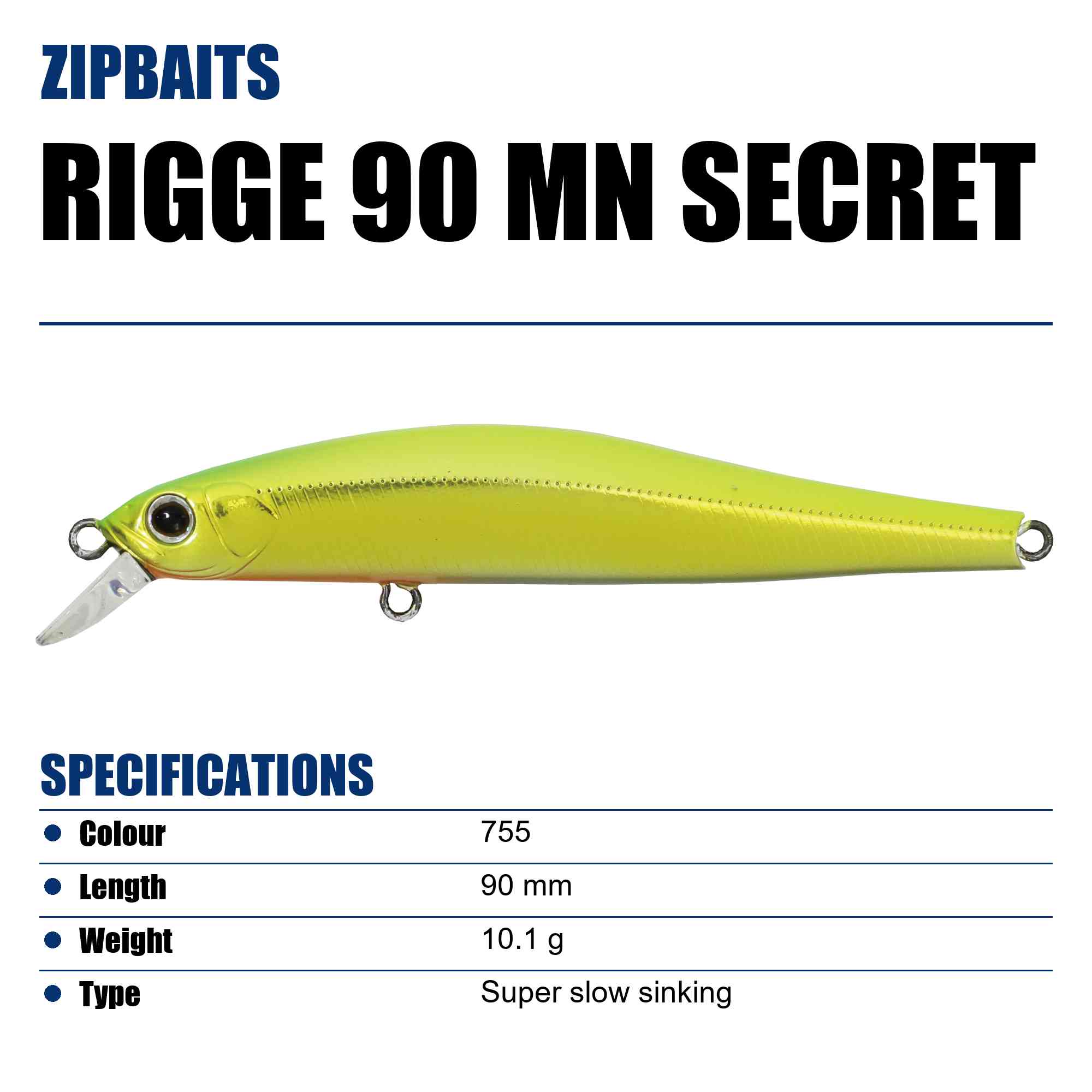 Zipbaits Rigge 90 MN Secret Slow Sinking Lure 755 (3070)