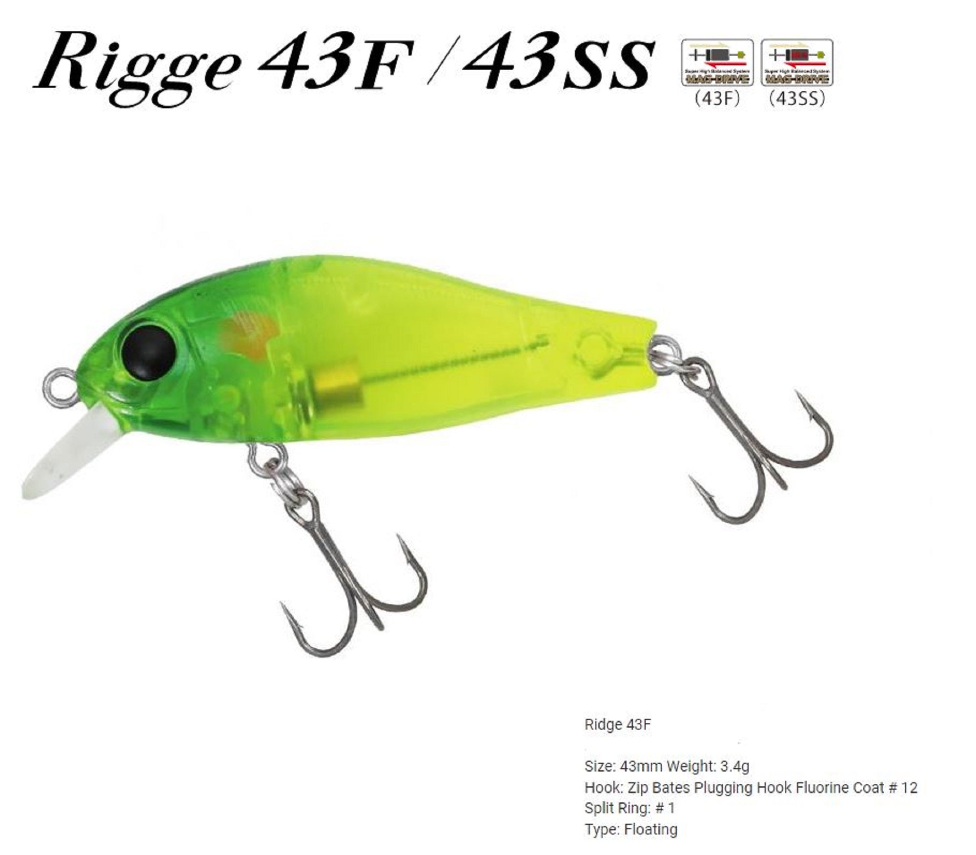 Zipbaits Rigge 43F Floating Lure L-021 (5104)