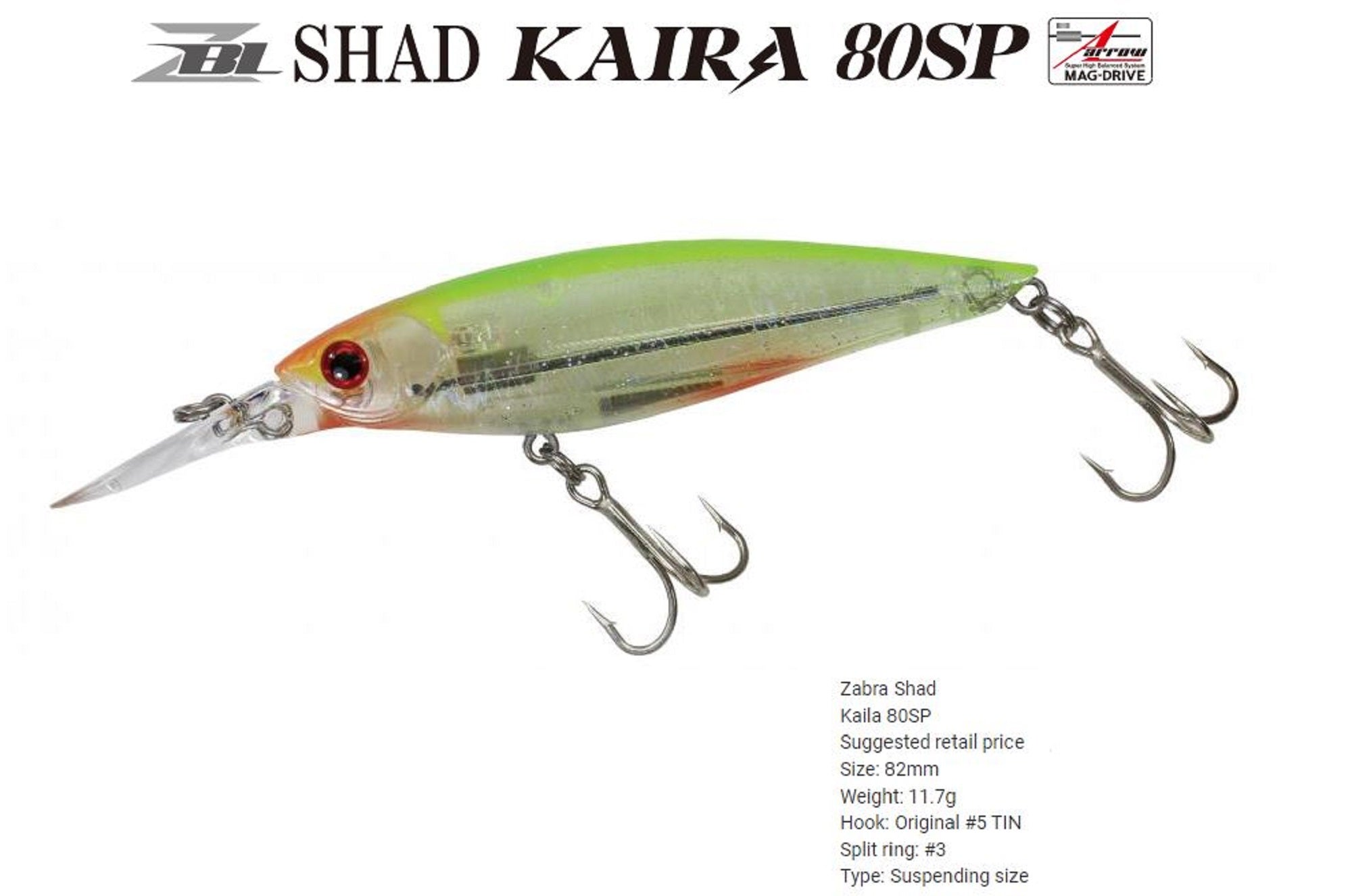 Zipbaits ZBL Shad Kaira 80SP Suspend Lure 448 (4113)