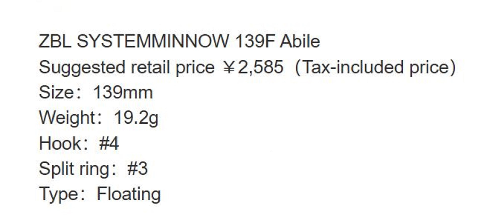 Zipbaits ZBL System Minnow 139F Abile Floating Lure 923 (4119)