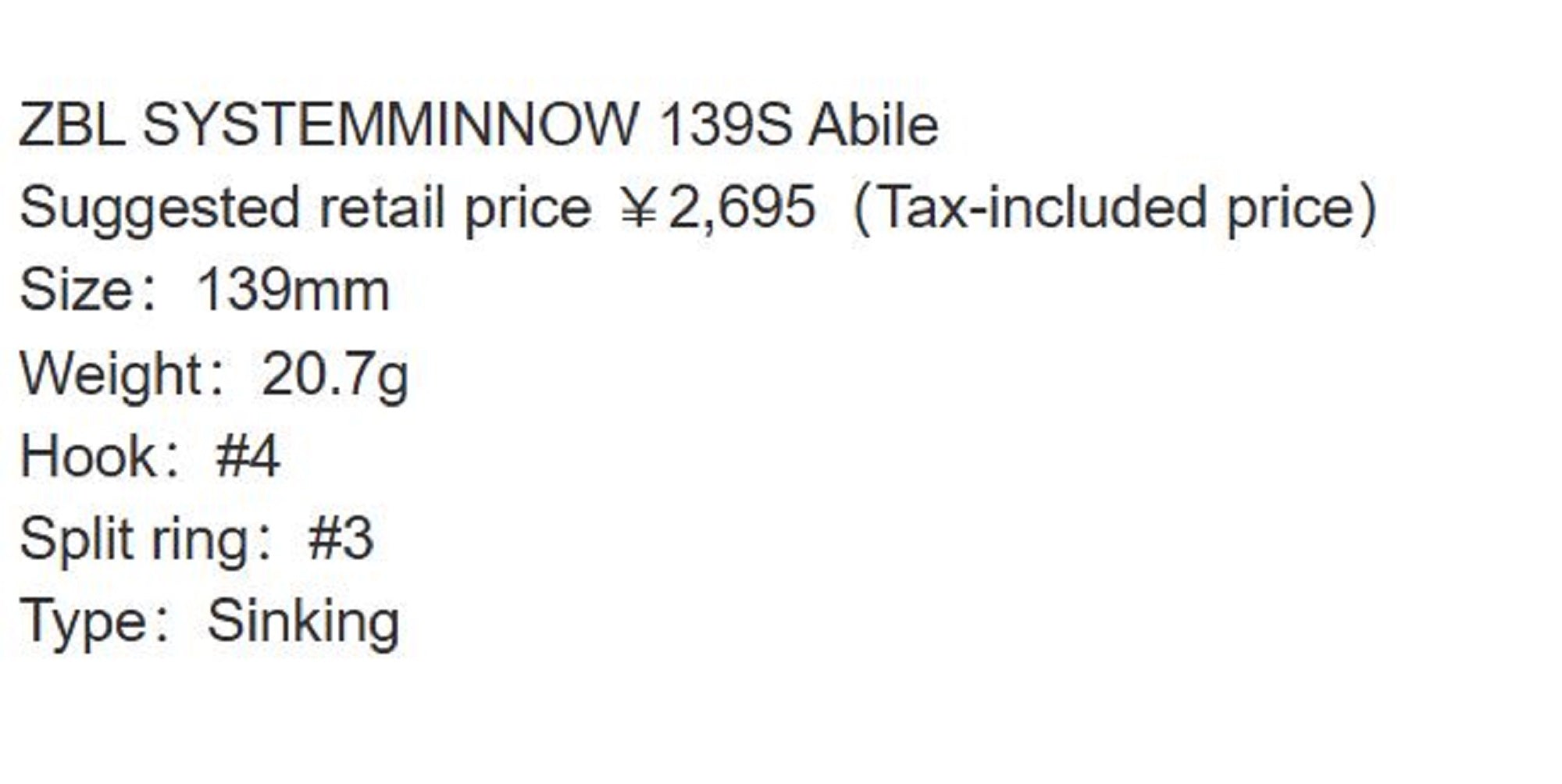 Zipbaits ZBL System Minnow 139S Abile Sinking Lure 923 (5147)
