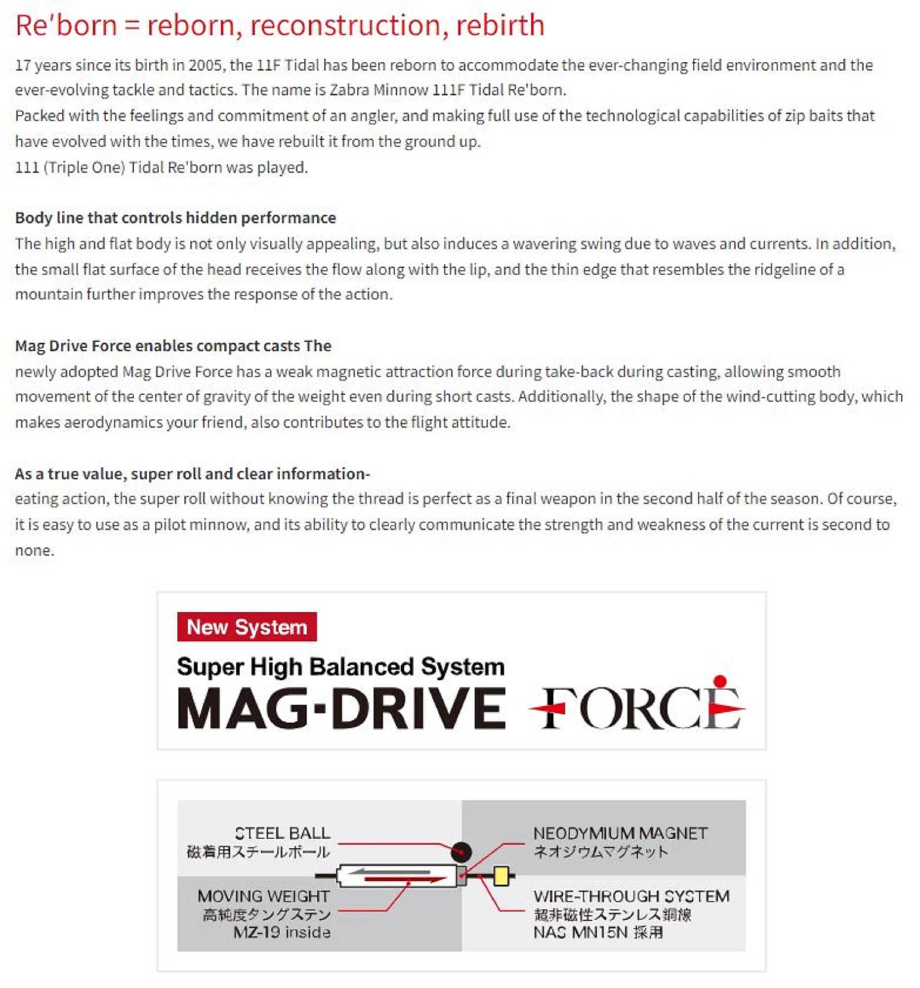 Zipbaits ZBL System Minnow 111F Tidal Reborn Floating Lure 713 (7073)