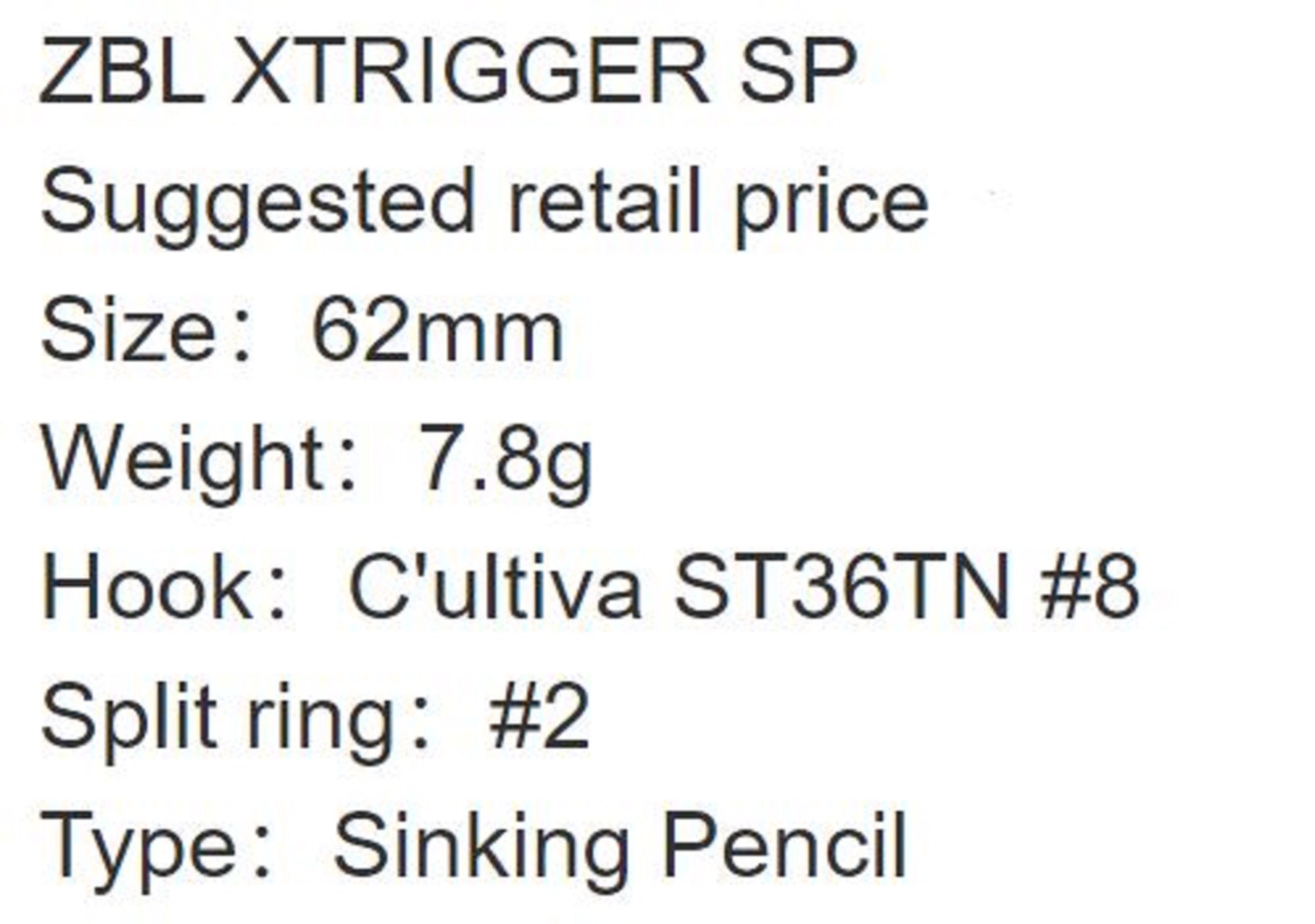 Zipbaits ZBL X Trigger 62 Pencil Sinking Lure SQUID SP L-157 (0186)