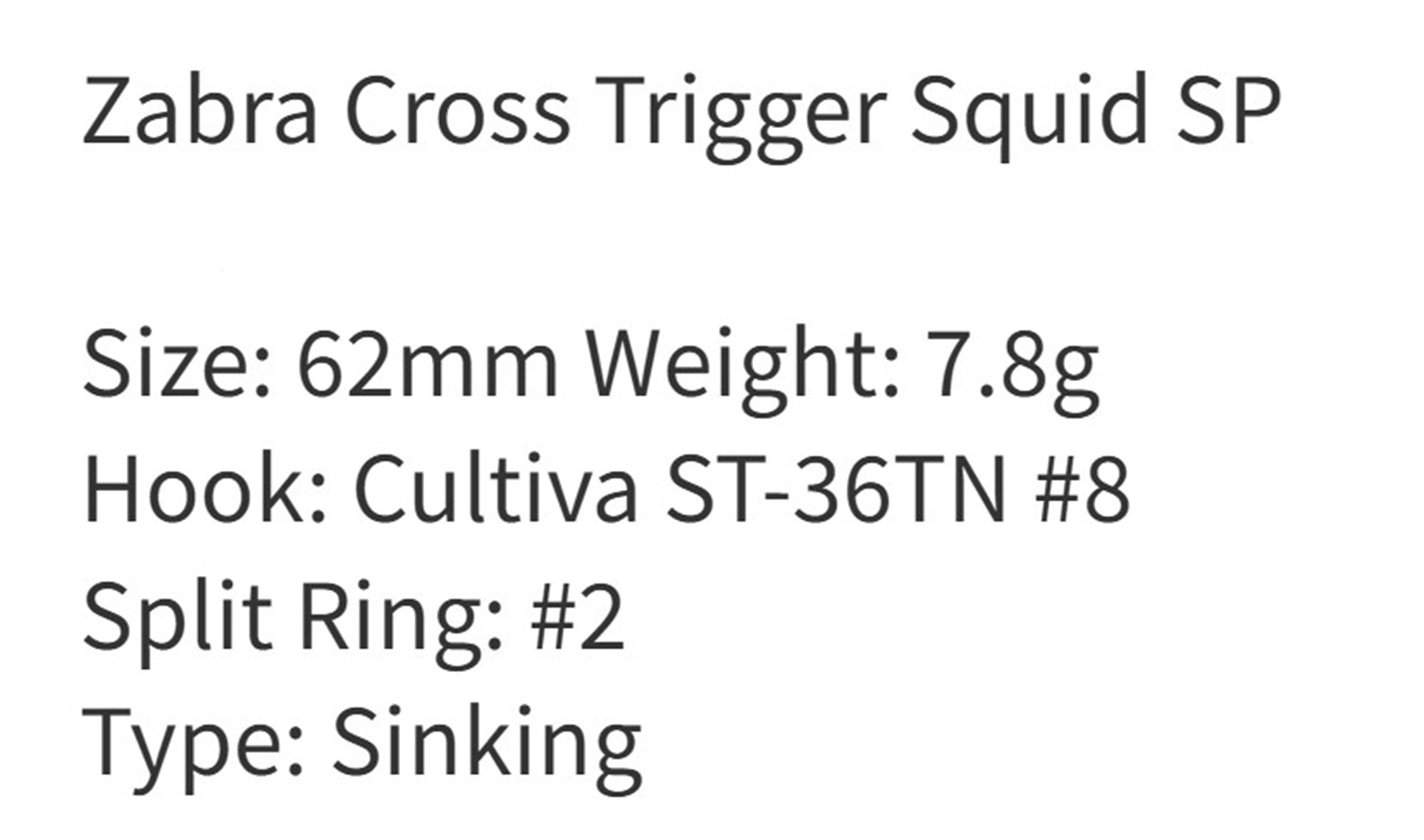 Zipbaits ZBL X Trigger Squid 62 mm 7.8 grams Sinking Lure L-138 (0650)