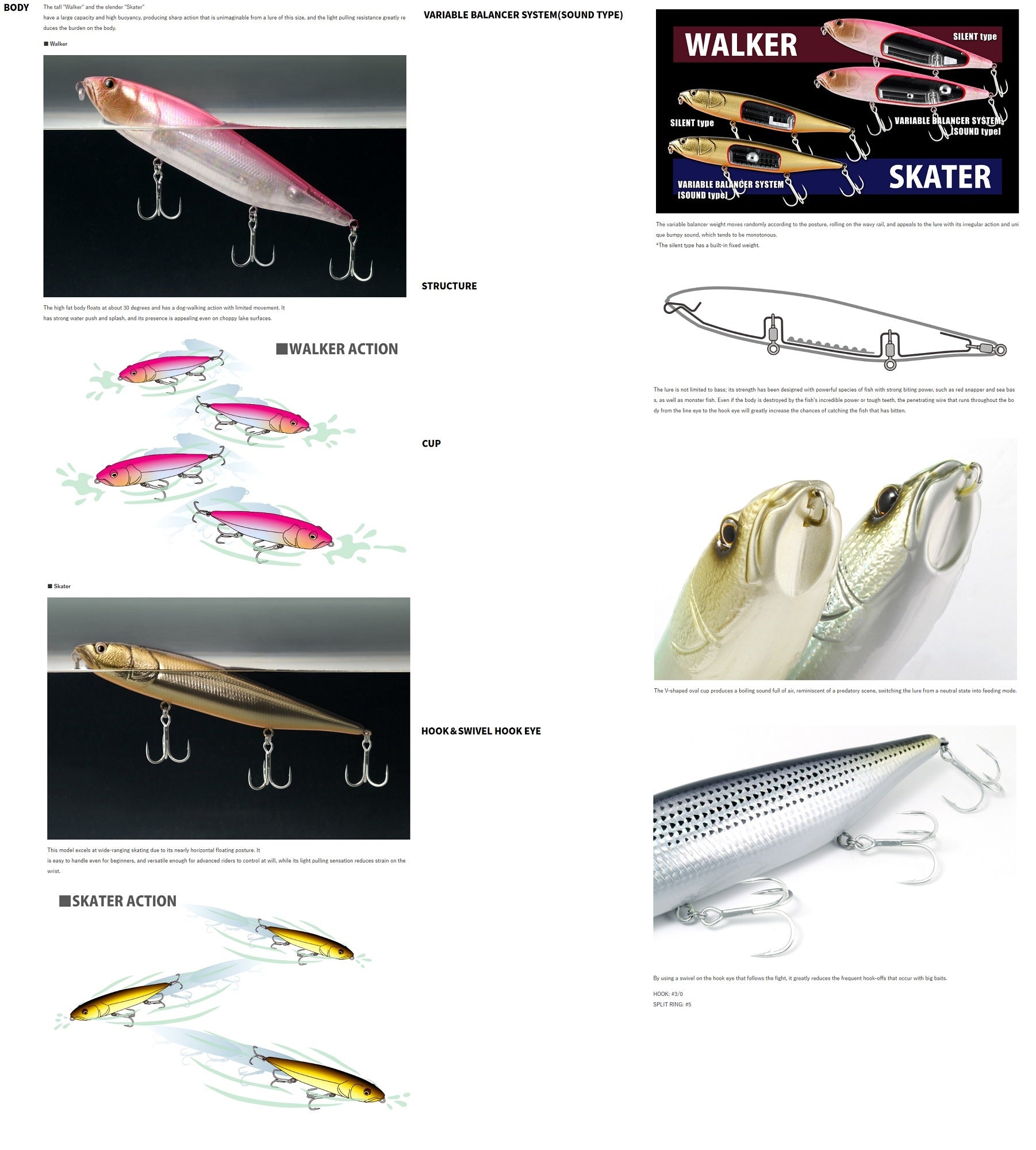 Deps Huge Pencil Walker Rattle 225 mm 4.3 oz Floating Lure 10 (8104)