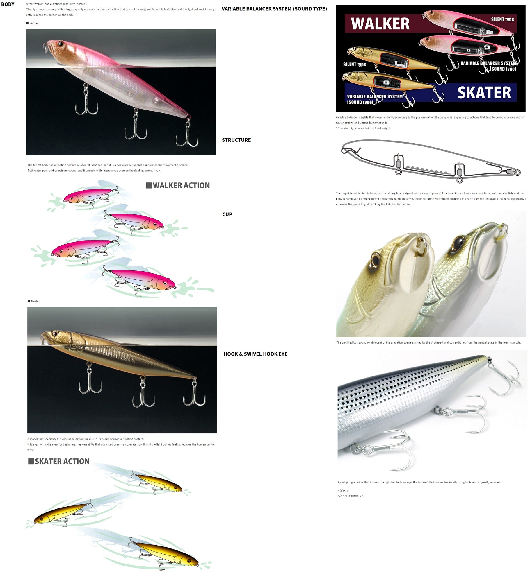 Deps Huge Pencil Walker Silent 225 mm 4.3 oz Floating Lure 01 (8210)