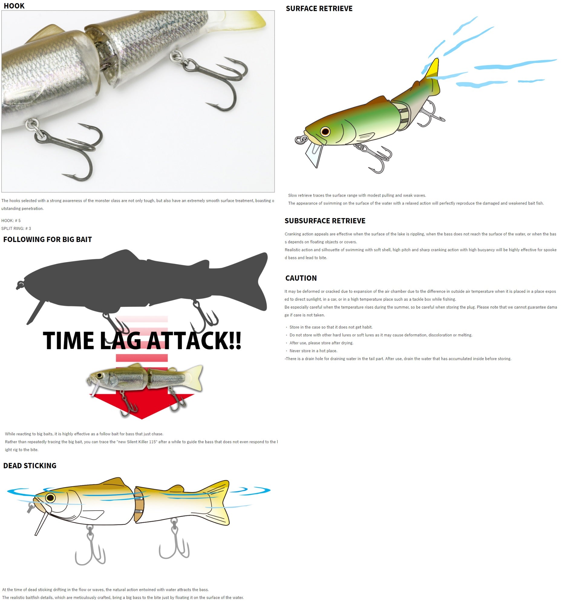 Deps New Silent Killer 115 Floating Jointed Lure 10 (5109)