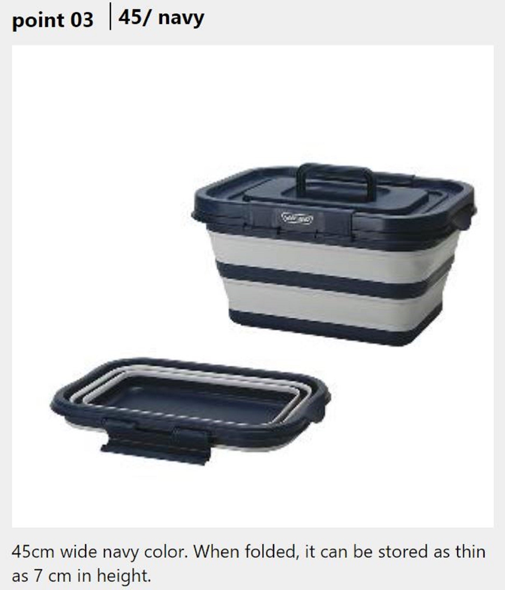 Prox Viceo VC21345N Folding Bucket 44 x 31 x 23 cm Navy (8936)
