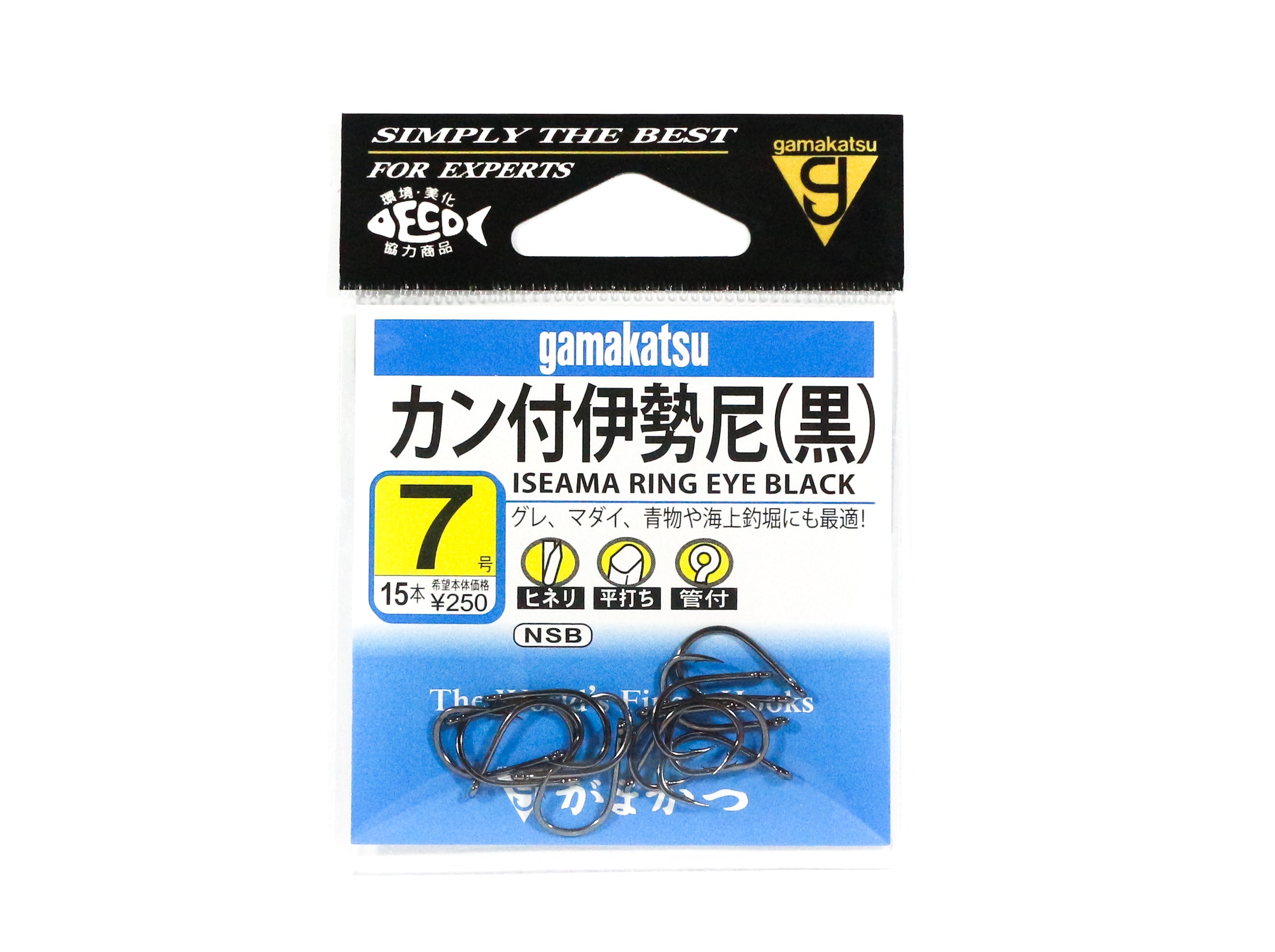 Gamakatsu 66074 Iseama Ring Eye Hook Black Size 7 ,15 Per pack (9290)