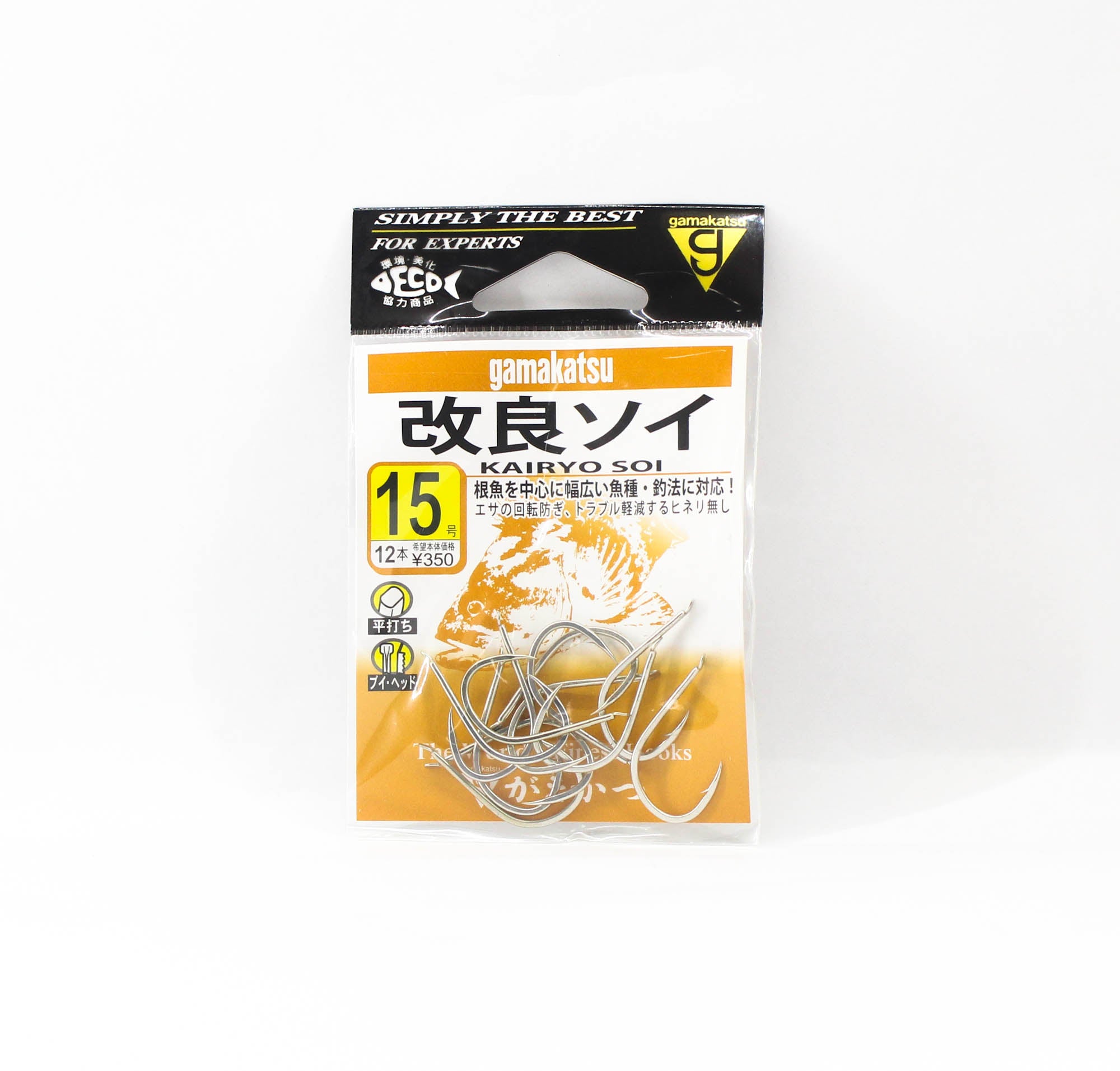 Gamakatsu 68632 Kairyo Soi Ring Eye Hook Size 15 (4534)