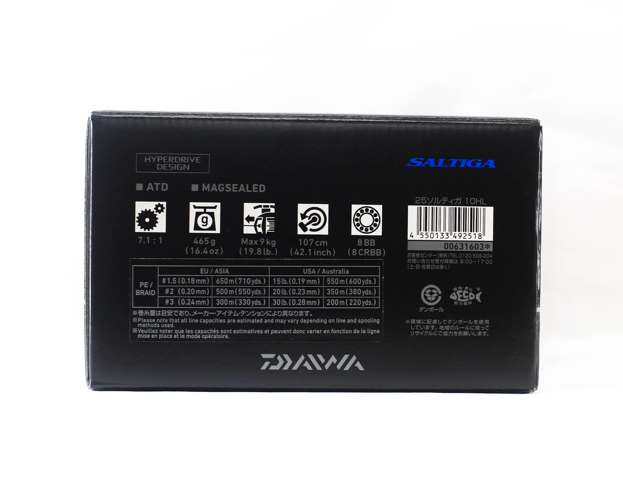 Daiwa Reel Baitcast 25 Saltiga 10HL Left Hand (2518)