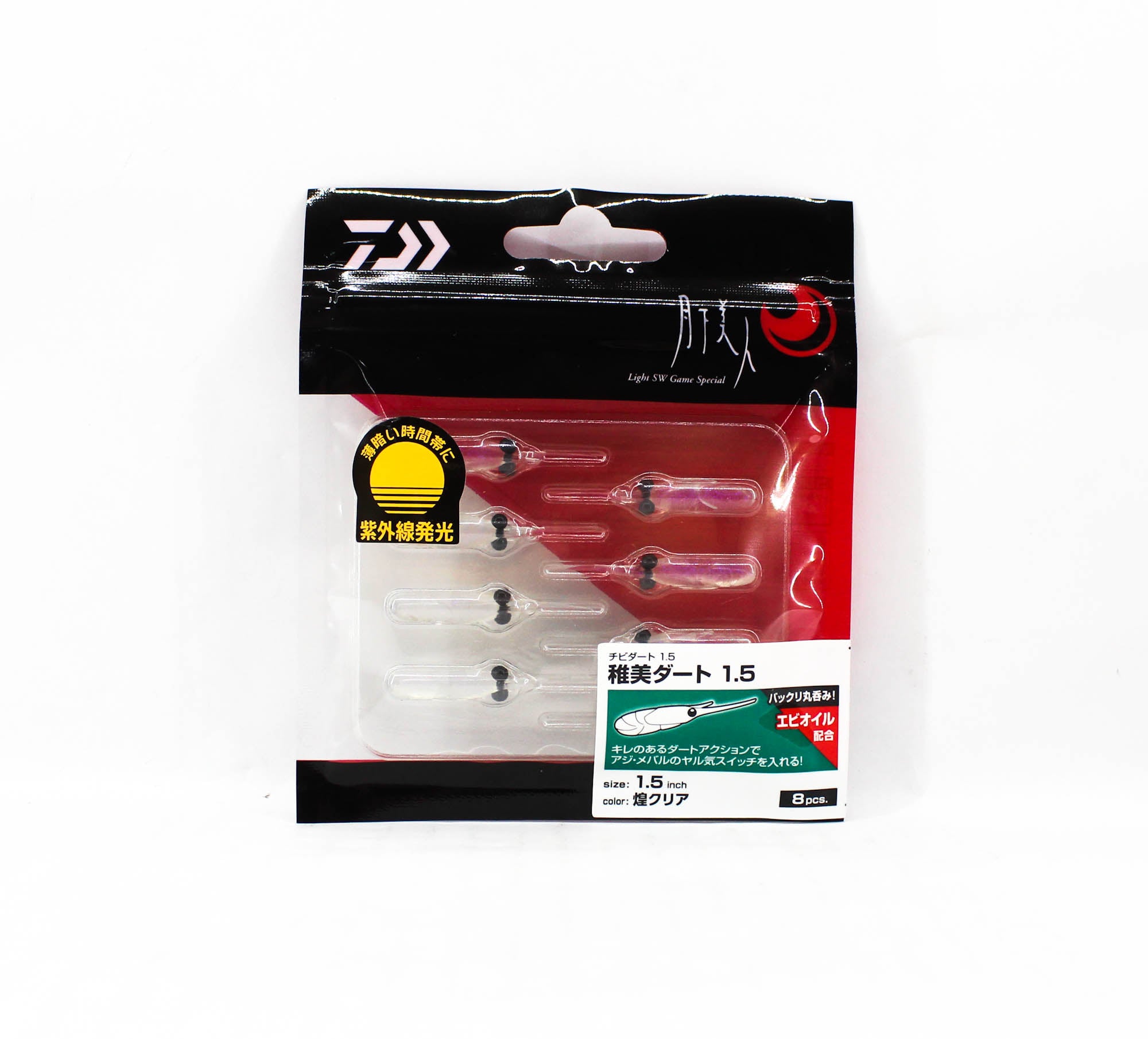 Daiwa Soft Lure Chibi Dart 1.5 Inch 8 per pack Kou Clear (6007)