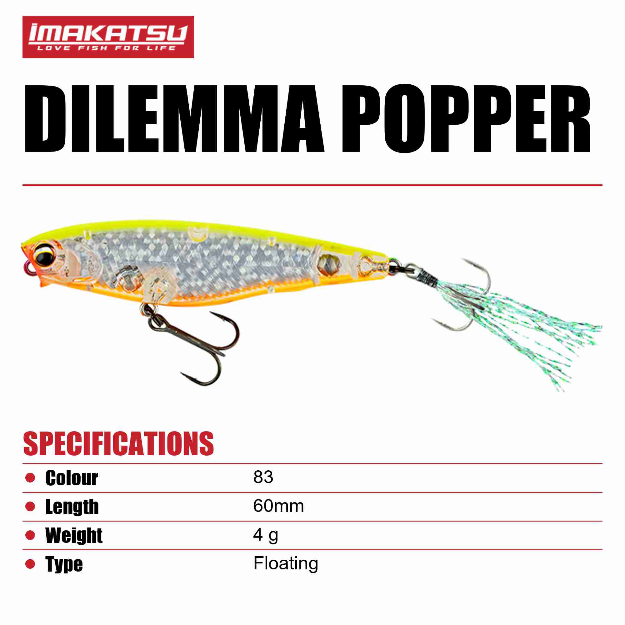 Imakatsu Dilemma Popper 60mm 4 grams Floating Lure 83 (6557)