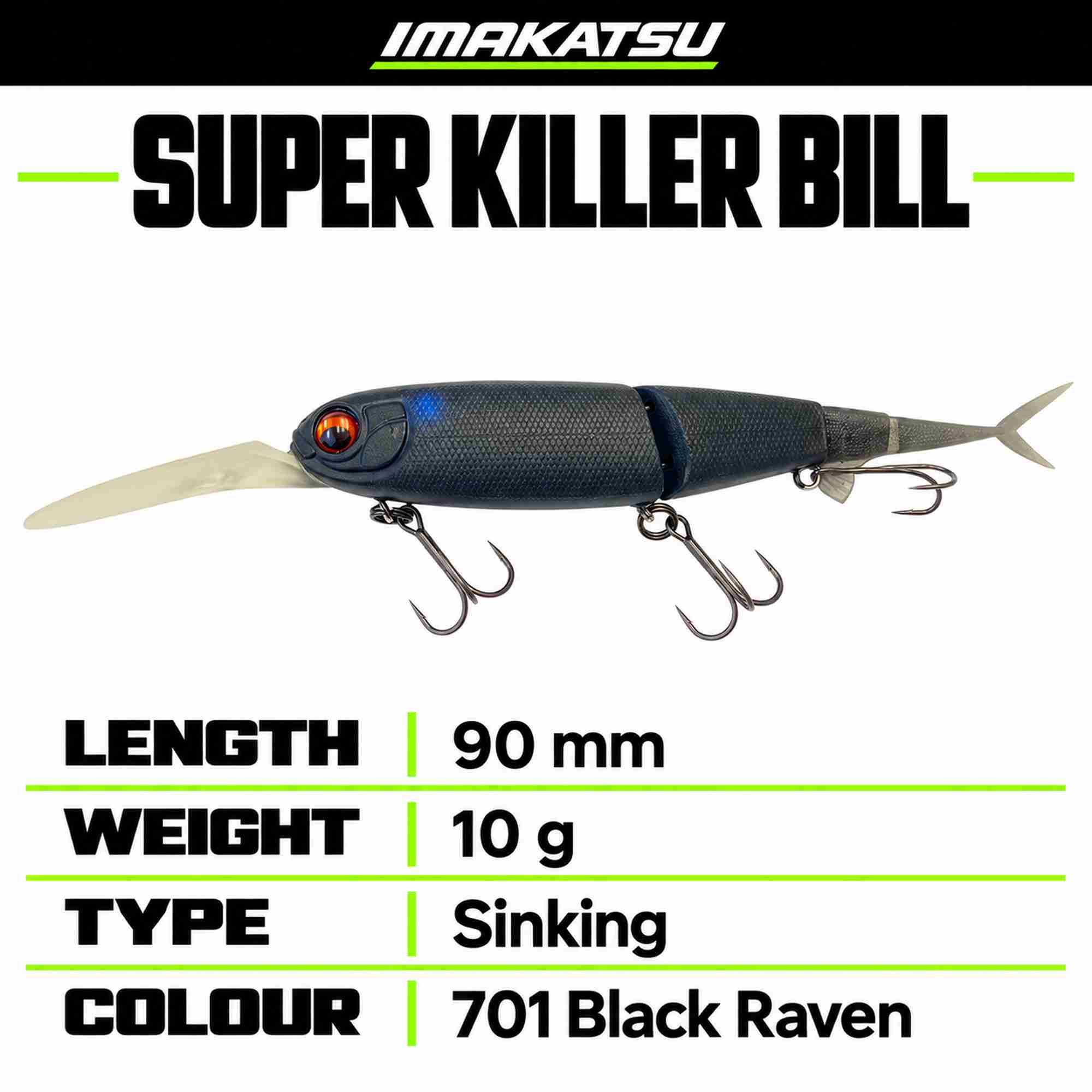 Imakatsu Super Killer Bill 90mm 10 grams Sinking Lure 701 (7493)