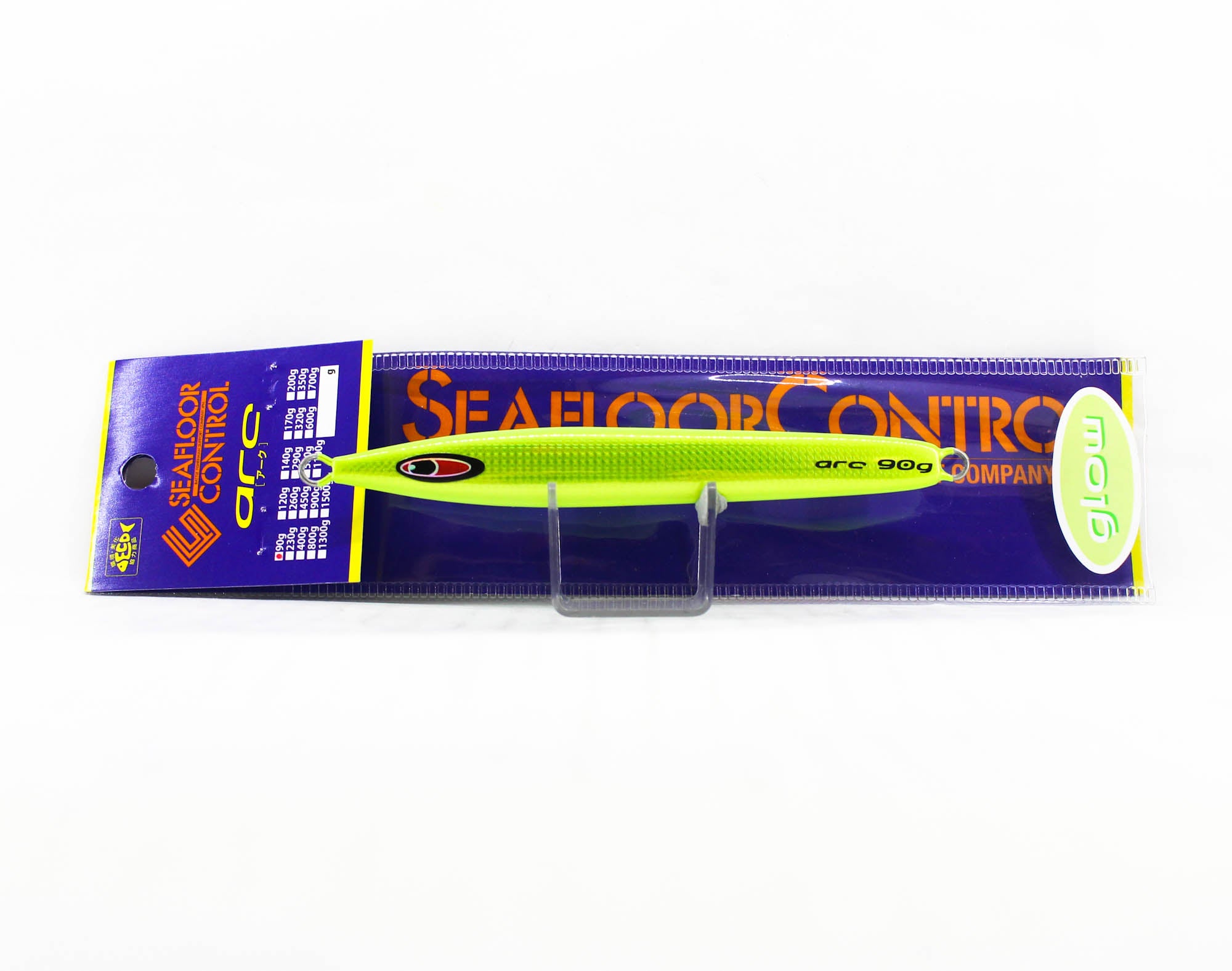 Seafloor Control Metal Jig Arc 90 grams Chart Yellow Zebra Glow GR (0968)