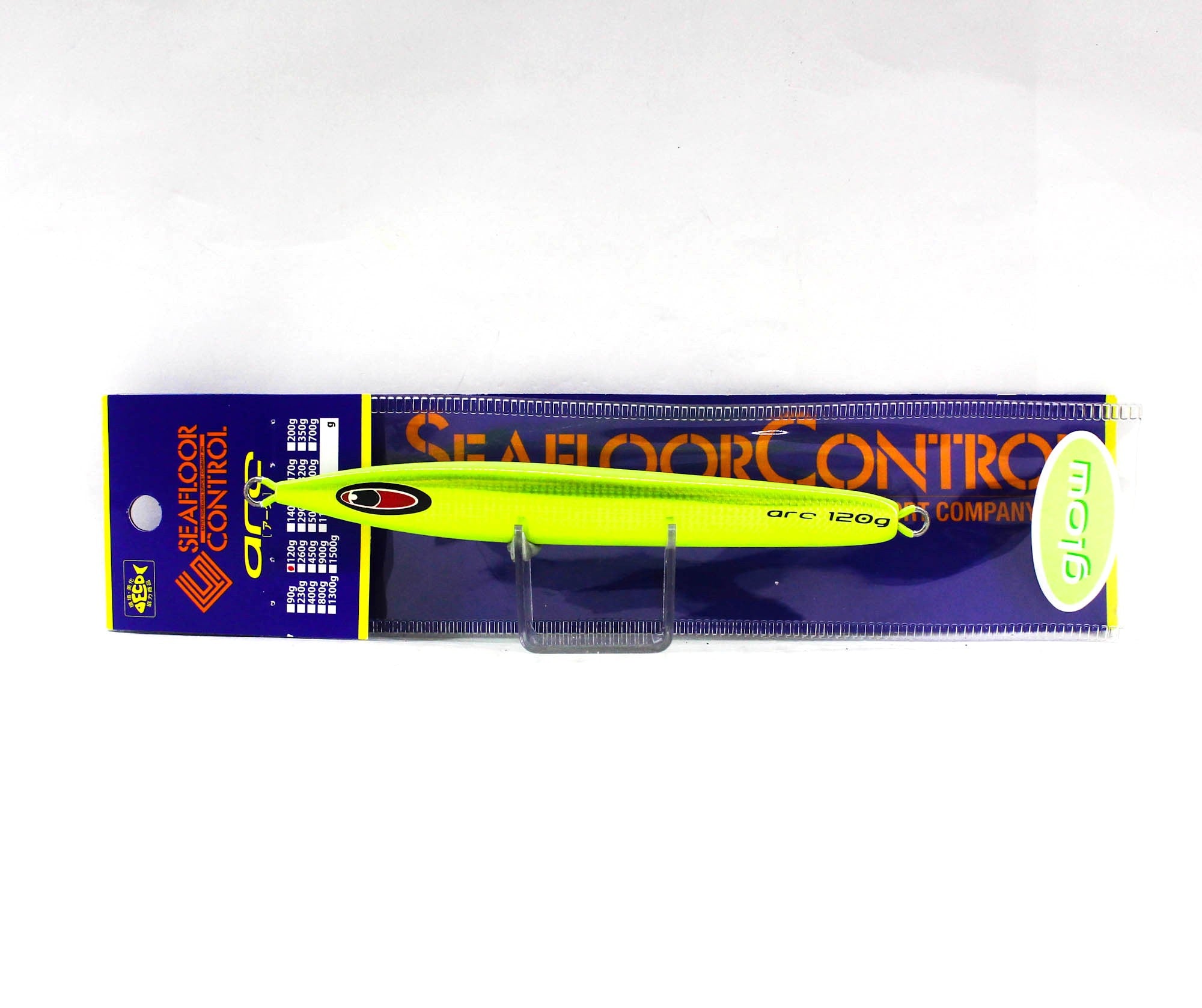 Seafloor Control Metal Jig Arc 120 grams Chart Yellow Zebra Glow GR (0975)