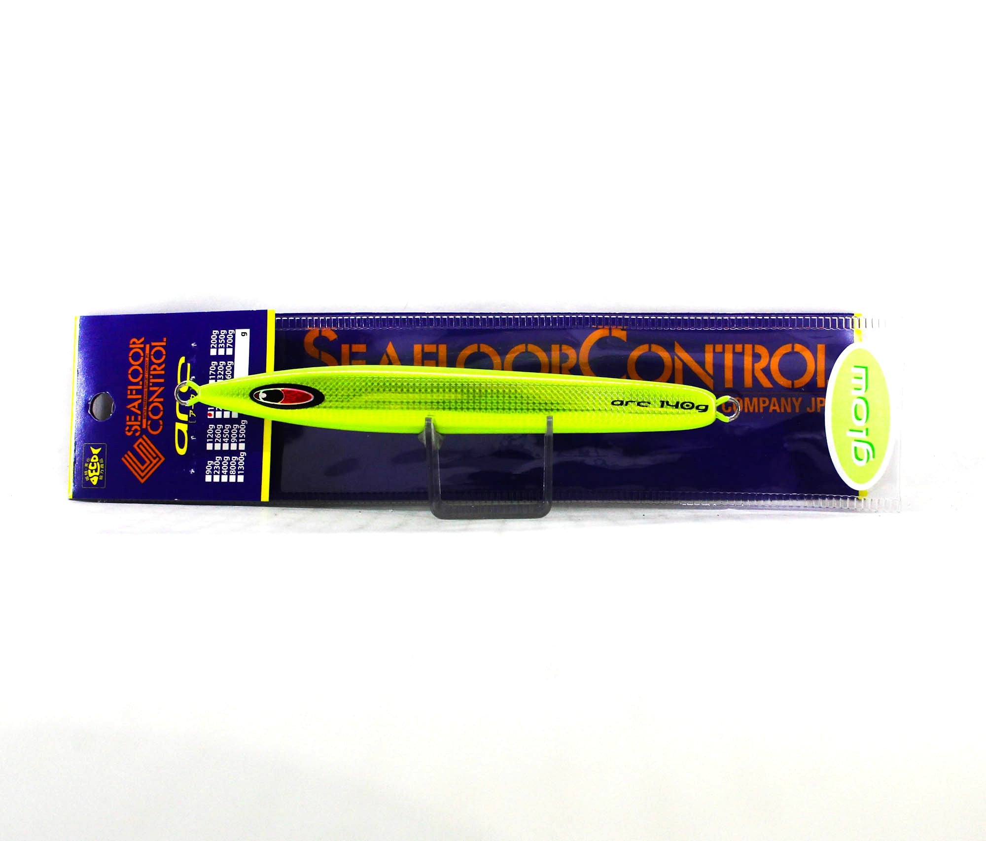 Seafloor Control Metal Jig Arc 140 grams Chart Yellow Zebra Glow GR (0982)