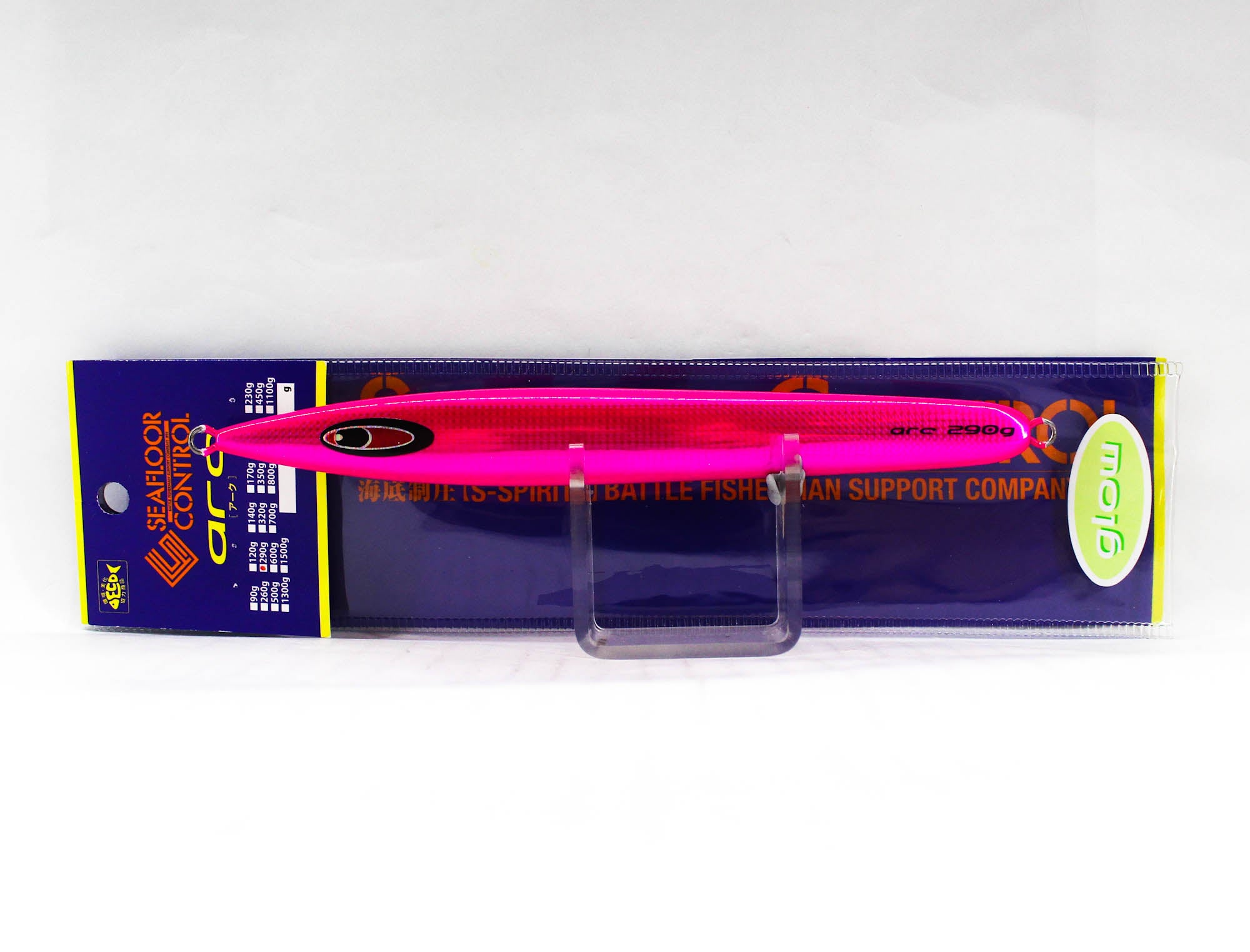 Seafloor Control Metal Jig Arc 290 grams Chart Pink Zebra Glow GR (0967)