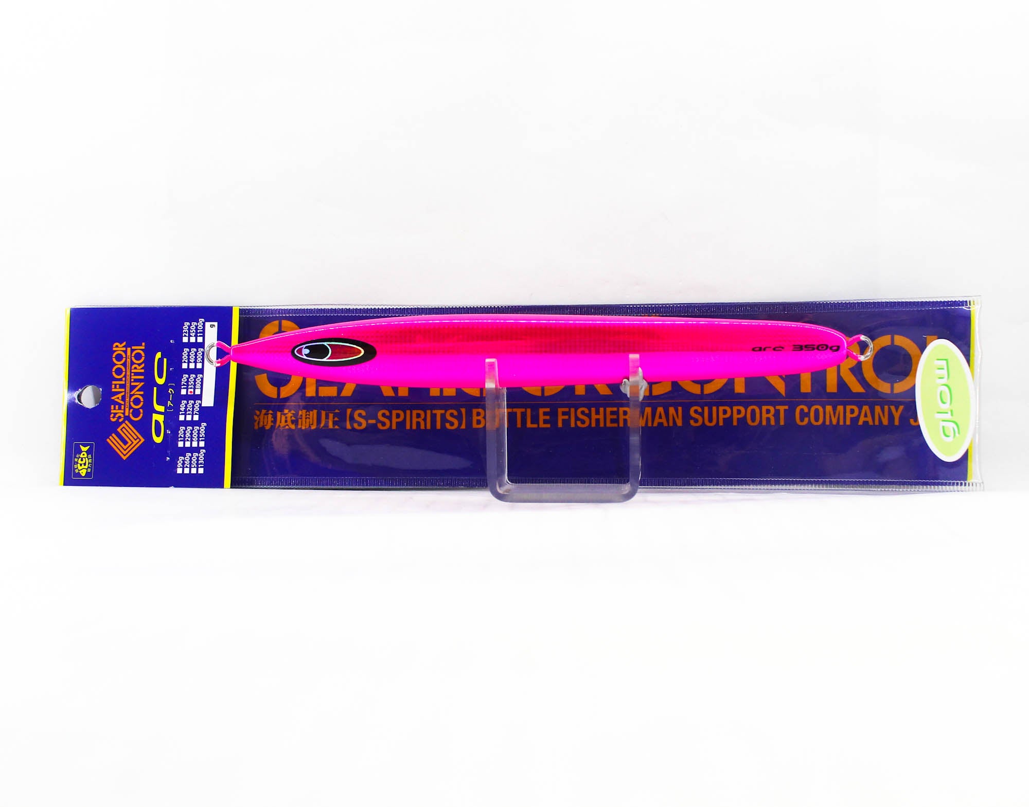 Seafloor Control Metal Jig Arc 350 grams Chart Pink Zebra Glow GR (0981)