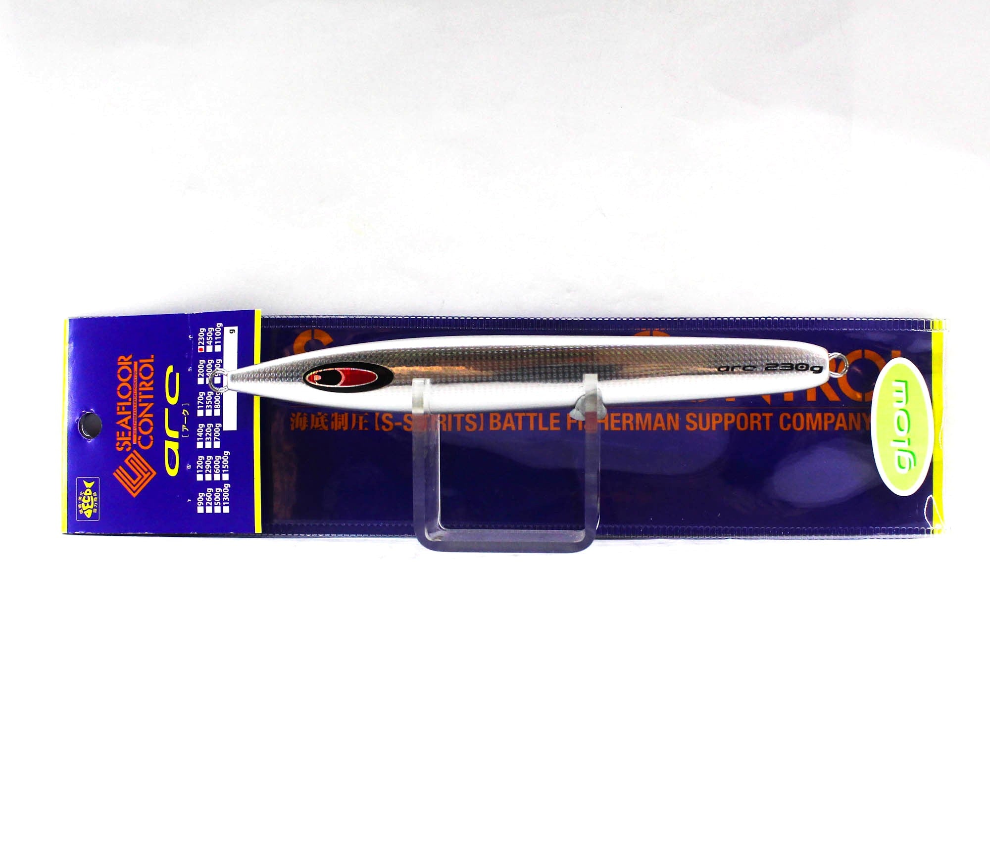 Seafloor Control Metal Jig Arc 230 grams Pearl Zebra Glow GR (6396)