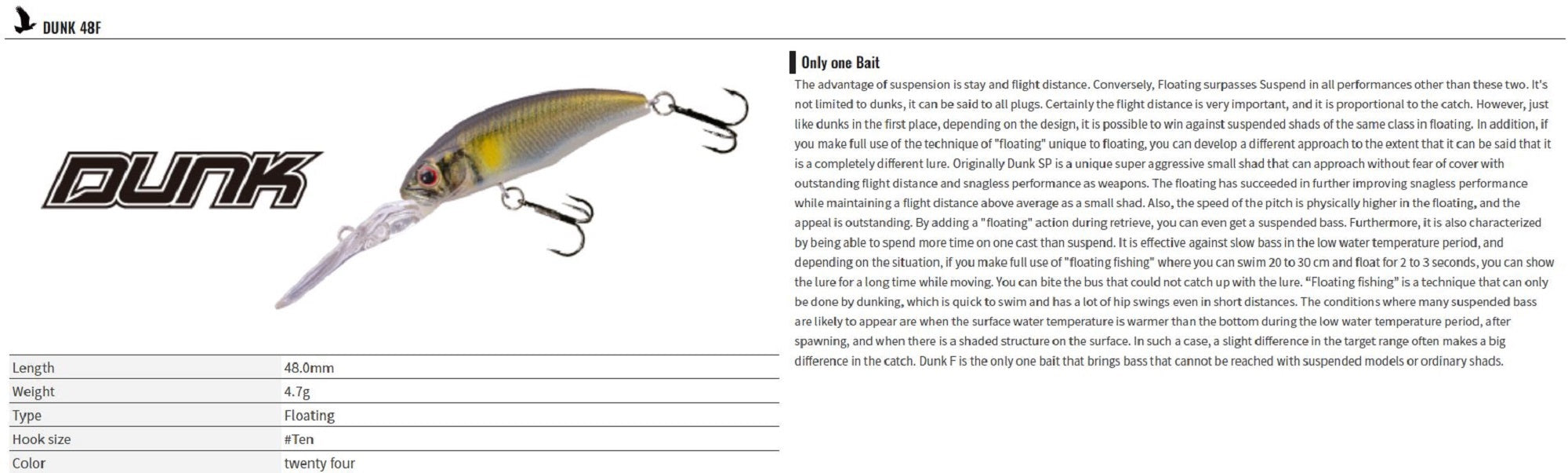 OSP Dunk 48 Floating Deep Diving Minnow Lure RP-16 (4613)