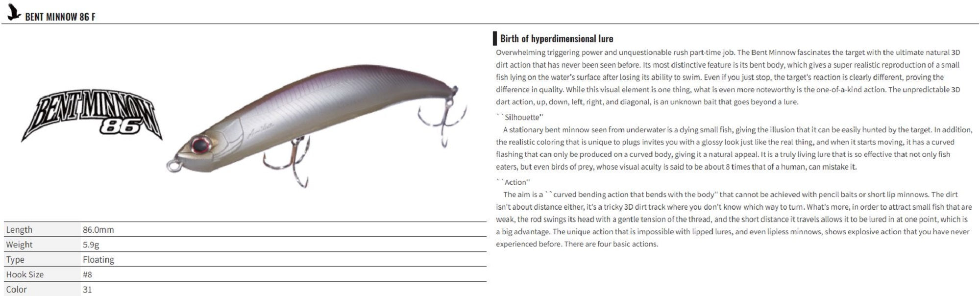 Sale OSP Bent Minnow 86F Floating Minnow Lure H-04 (7294)