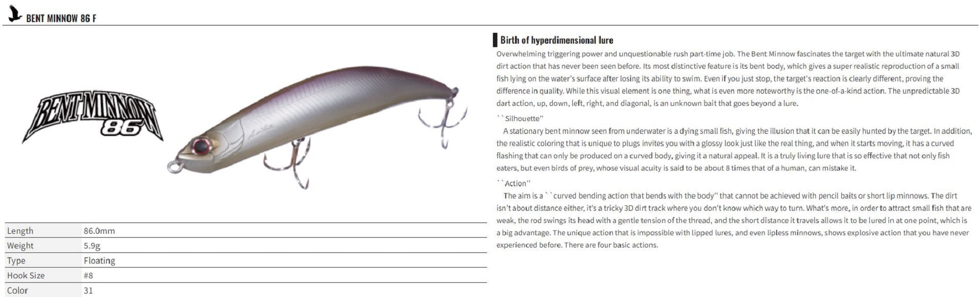 Sale OSP Bent Minnow 86F Floating Minnow Lure P-45 (7300)