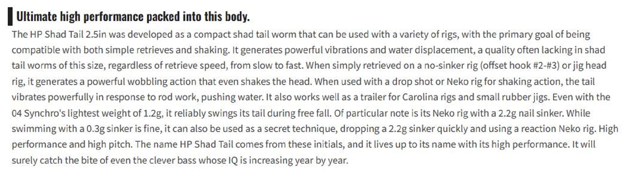 OSP Soft Lure HP Shad Tail 2.5 Inches W-006 (1680)