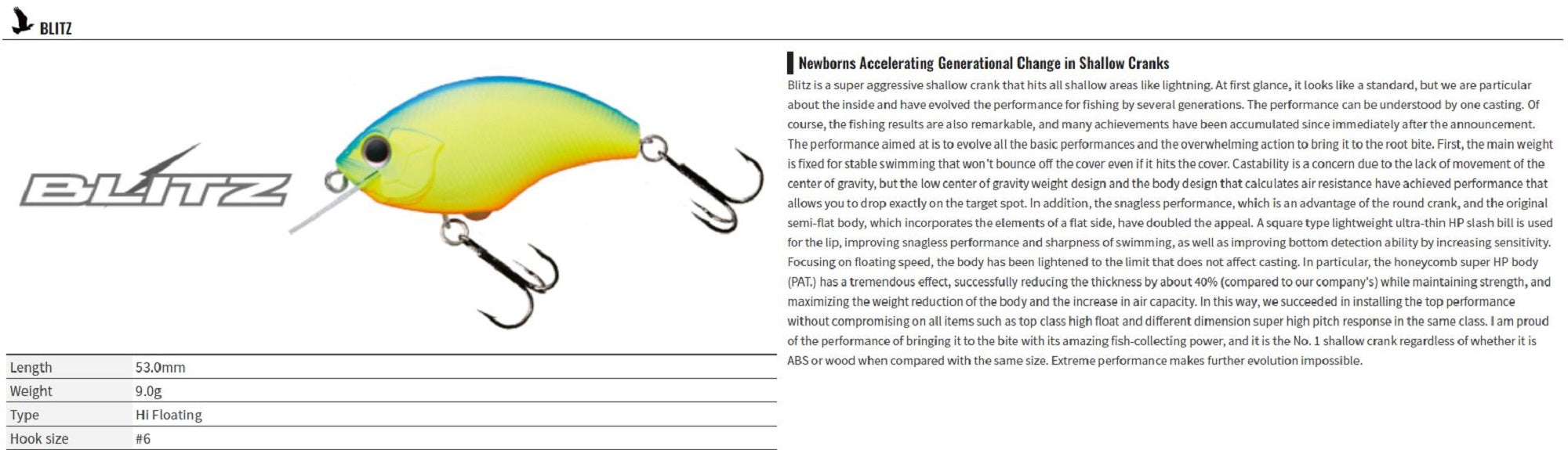 OSP Blitz 53 mm 9 grams Floating Lure PL-07 (4001)