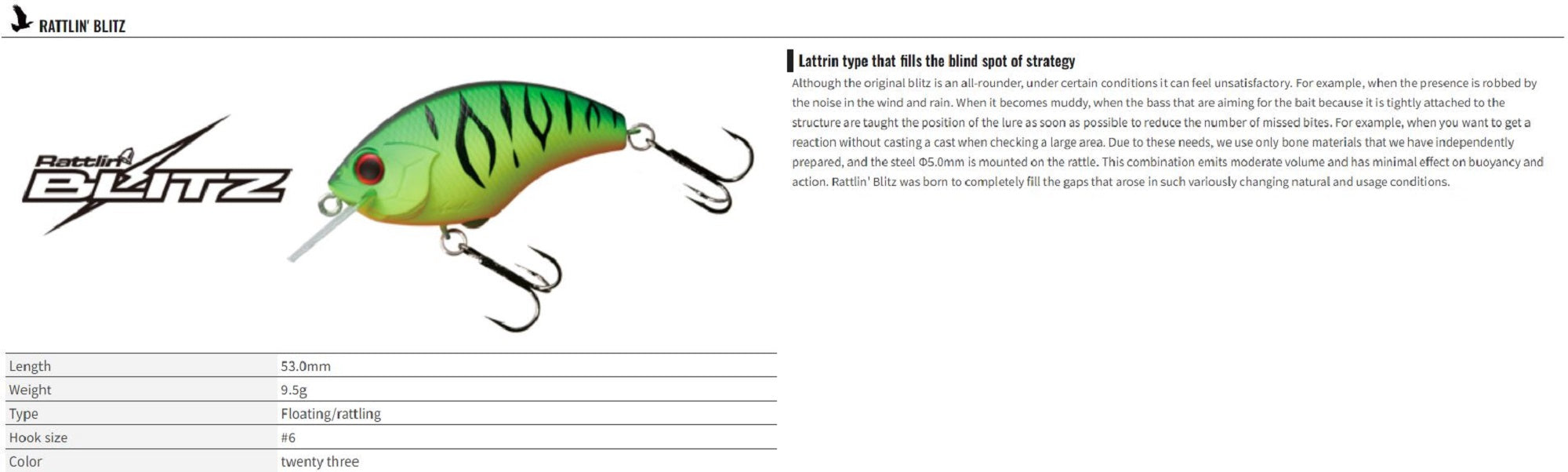 OSP Blitz Rattlin 53 mm 9.5 grams Floating Lure P-35 (4544)