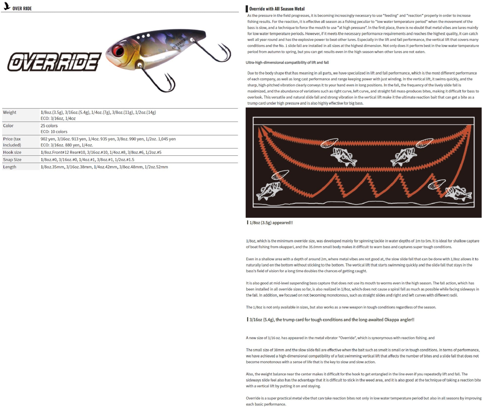 OSP Over Ride Metal Vibration 1/4 oz 45 mm Sinking Lure OR-05 (7071)