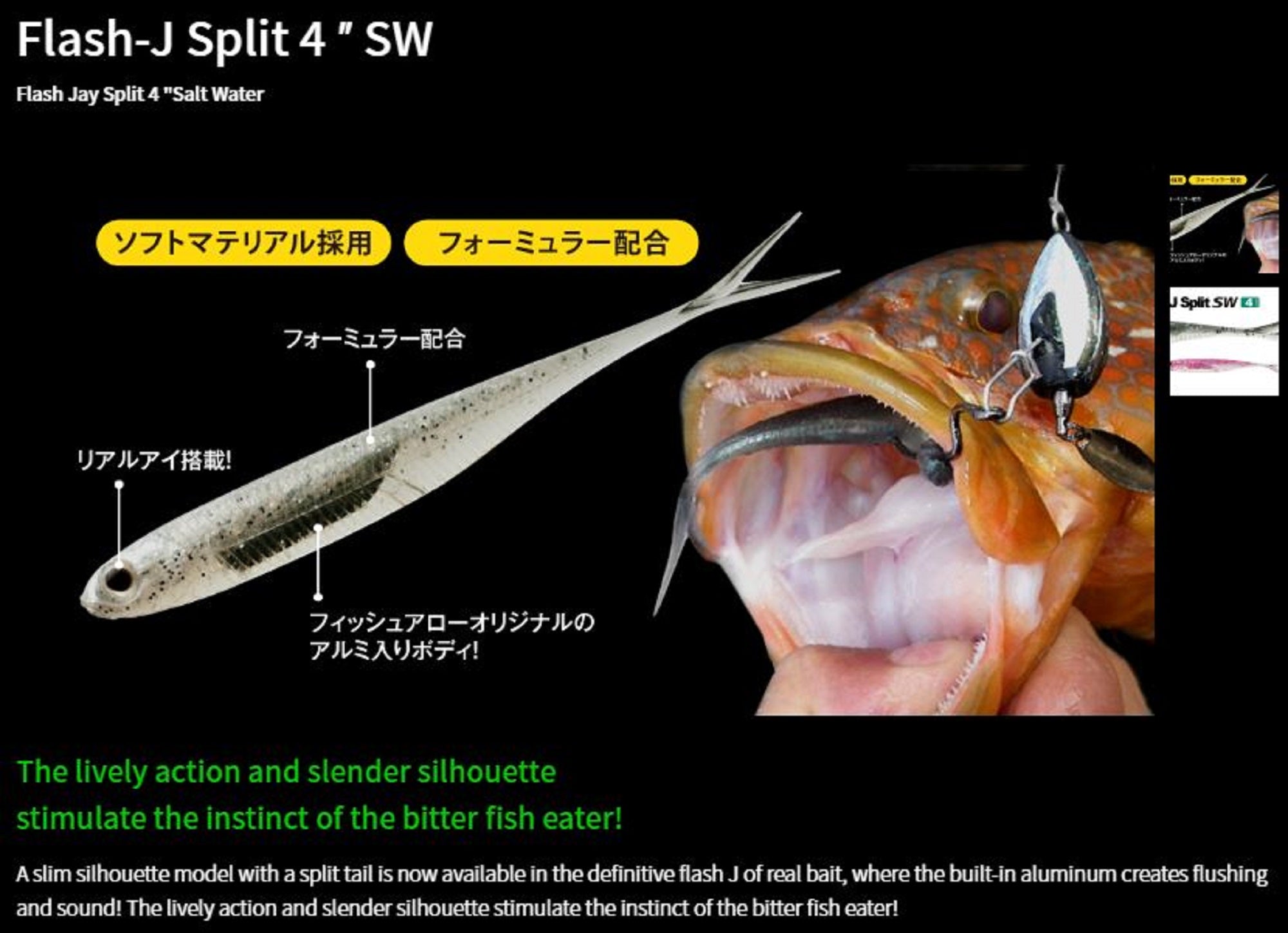 Fish Arrow Soft Lure Flash J Split SW 4 Inch 5 Piece per pack #101 (8795)