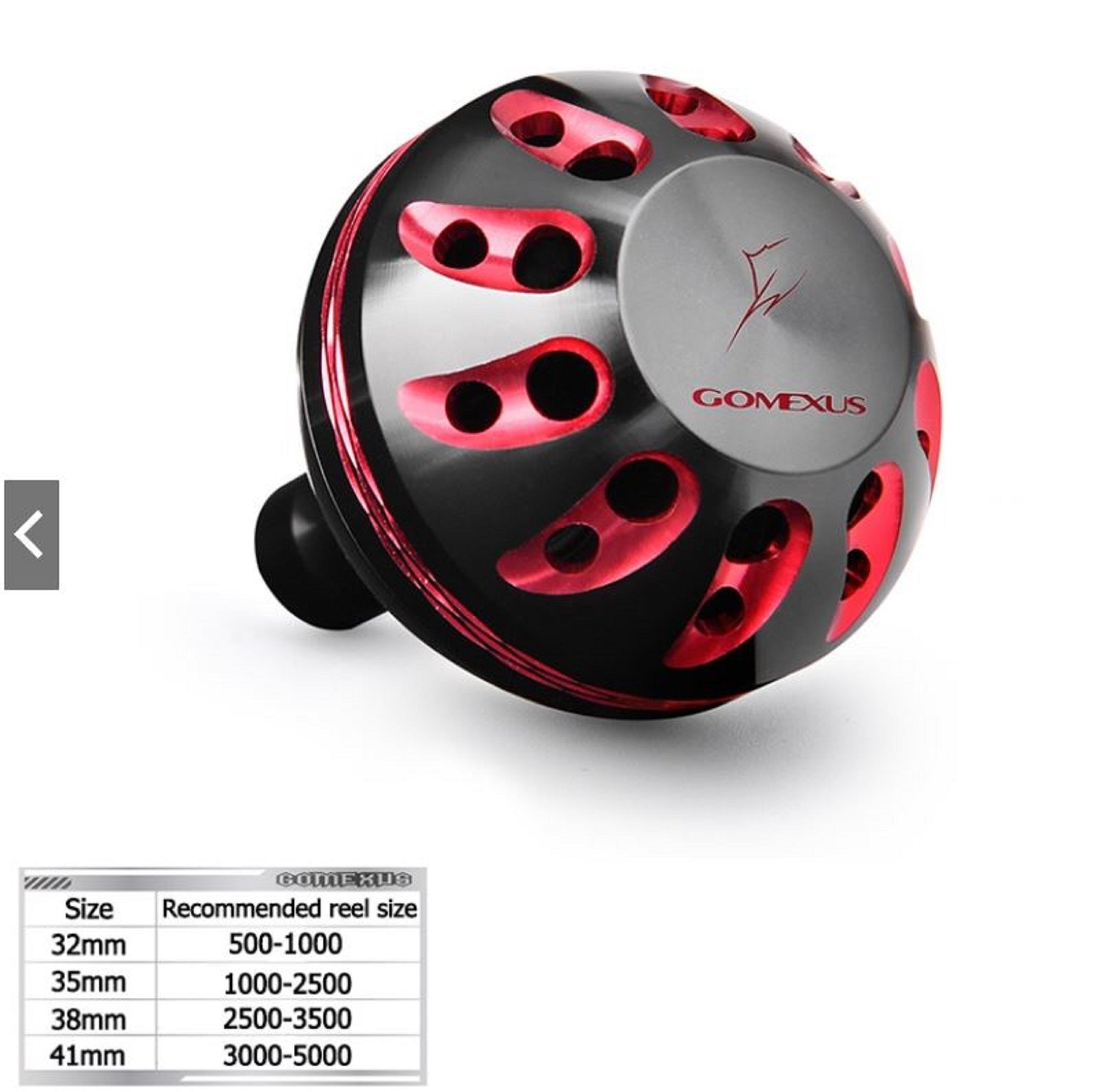 Gomexus A38BKBKRD-G Knob Alu Black Red 38mm Shimano A , Daiwa S (1403)