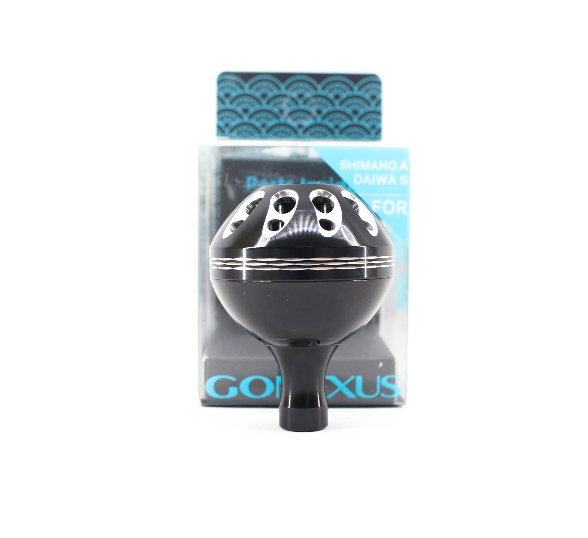 Gomexus K35BKBKSR-G Knob Alu Black Silver 35mm Shimano A , Daiwa S (1465)
