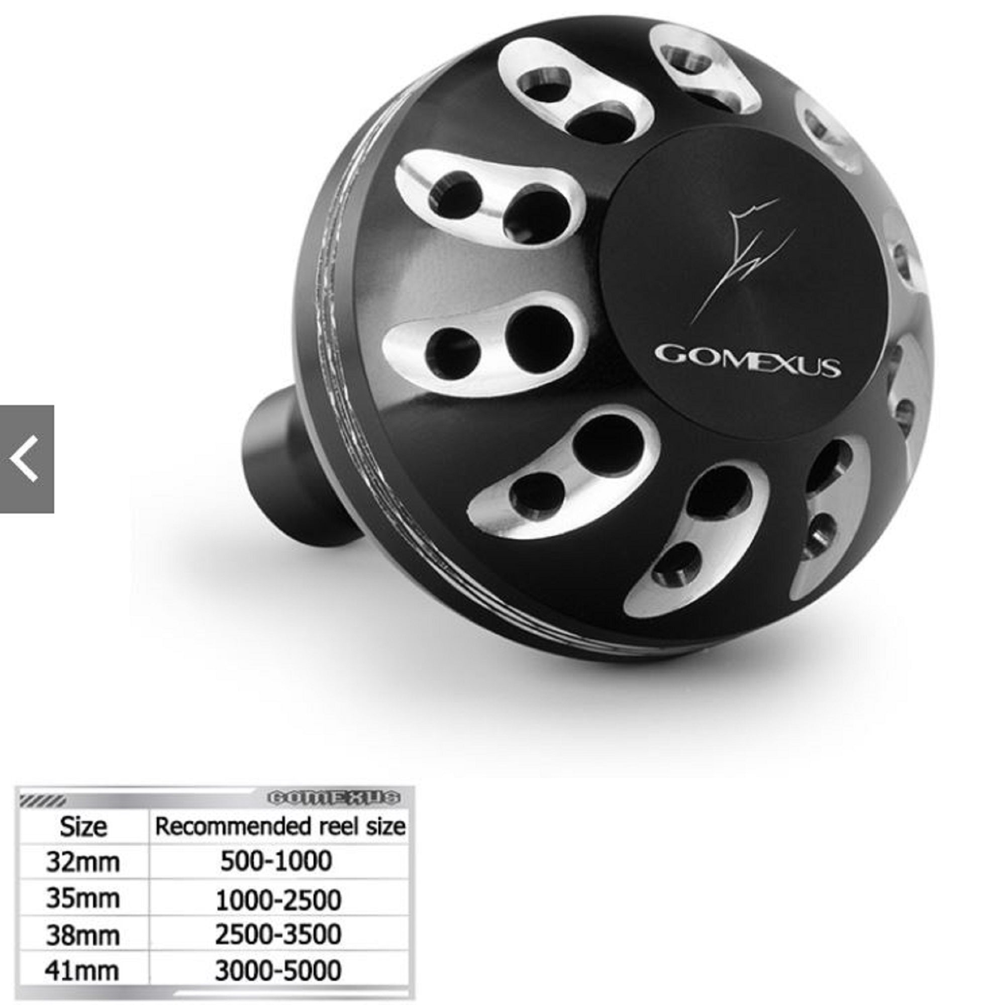 Gomexus A41BKBKSR-G Knob Alu Black Silver 41mm Shimano A , Daiwa S (1496)