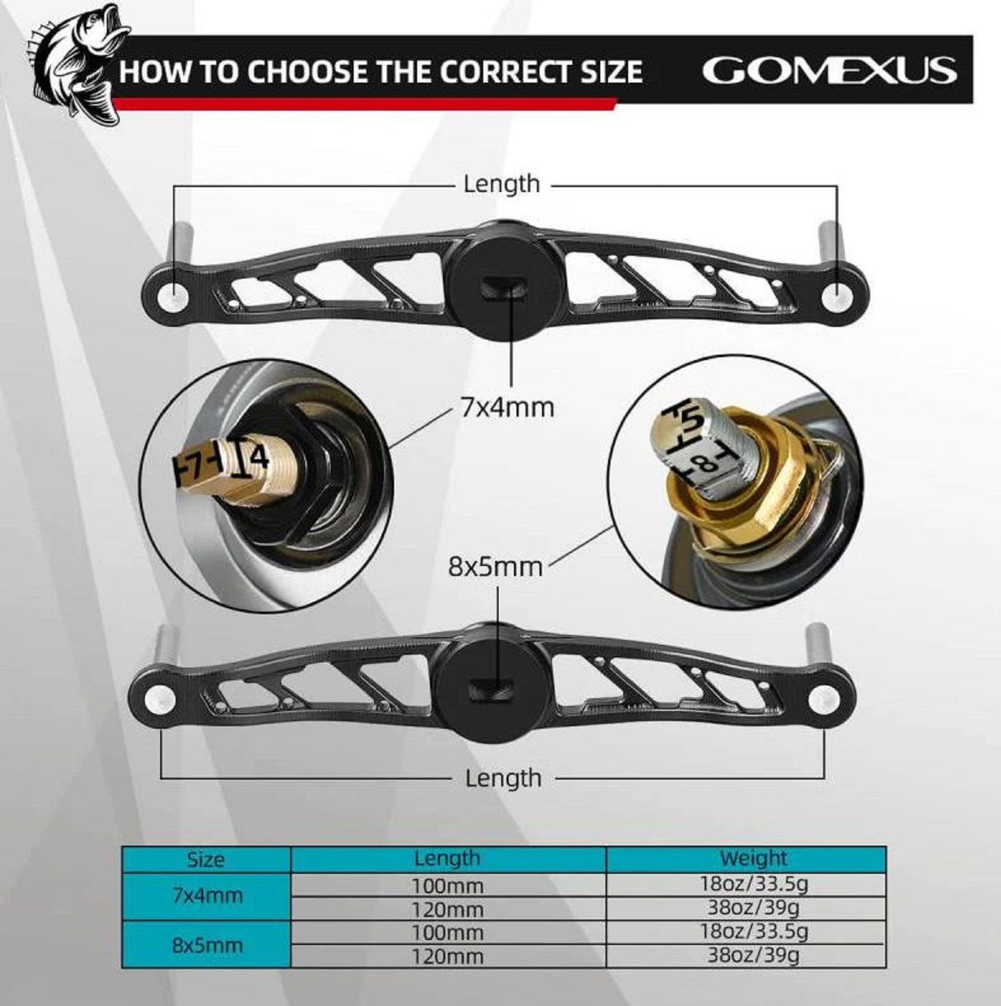 Gomexus H1B100A27PBKBK Knob Handle Alu 100mm 7x4mm Shimano (1656)