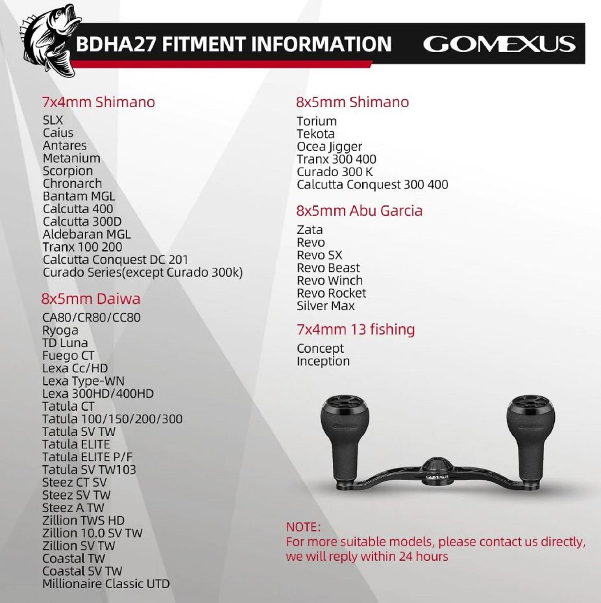 Gomexus H2B100A27PBKBK Handle Alu Black 100mm 8x5mm Shimano Daiwa (1724)
