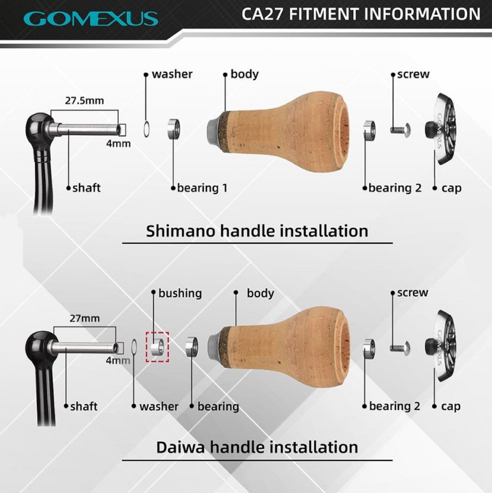Gomexus A27BNBK Knob TPE Blue Black 27mm Shimano A , Daiwa S (2530)