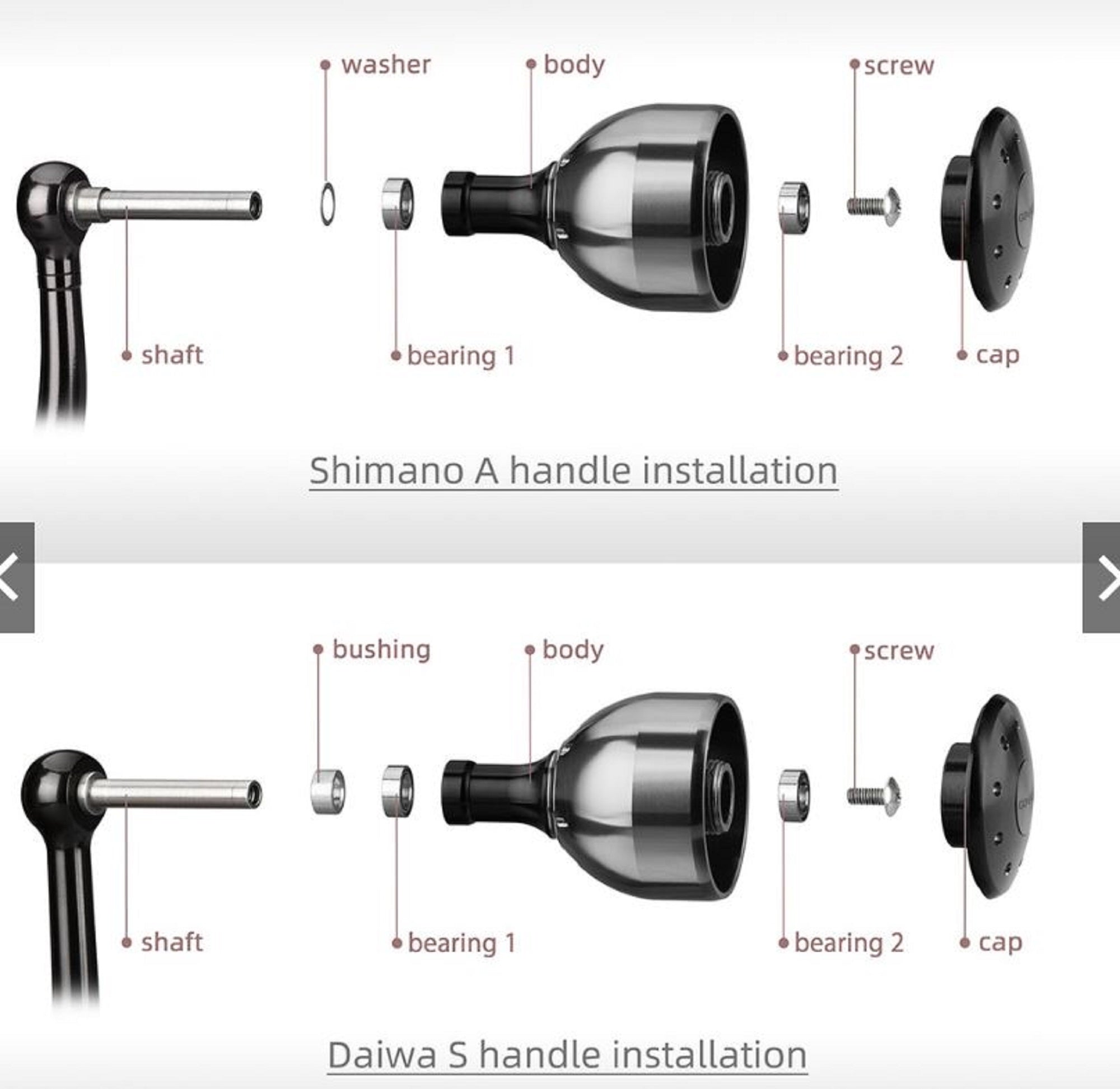 Gomexus K130ASKBK Knob Alu Smoke Black 30mm Shimano A , Daiwa S (2639)