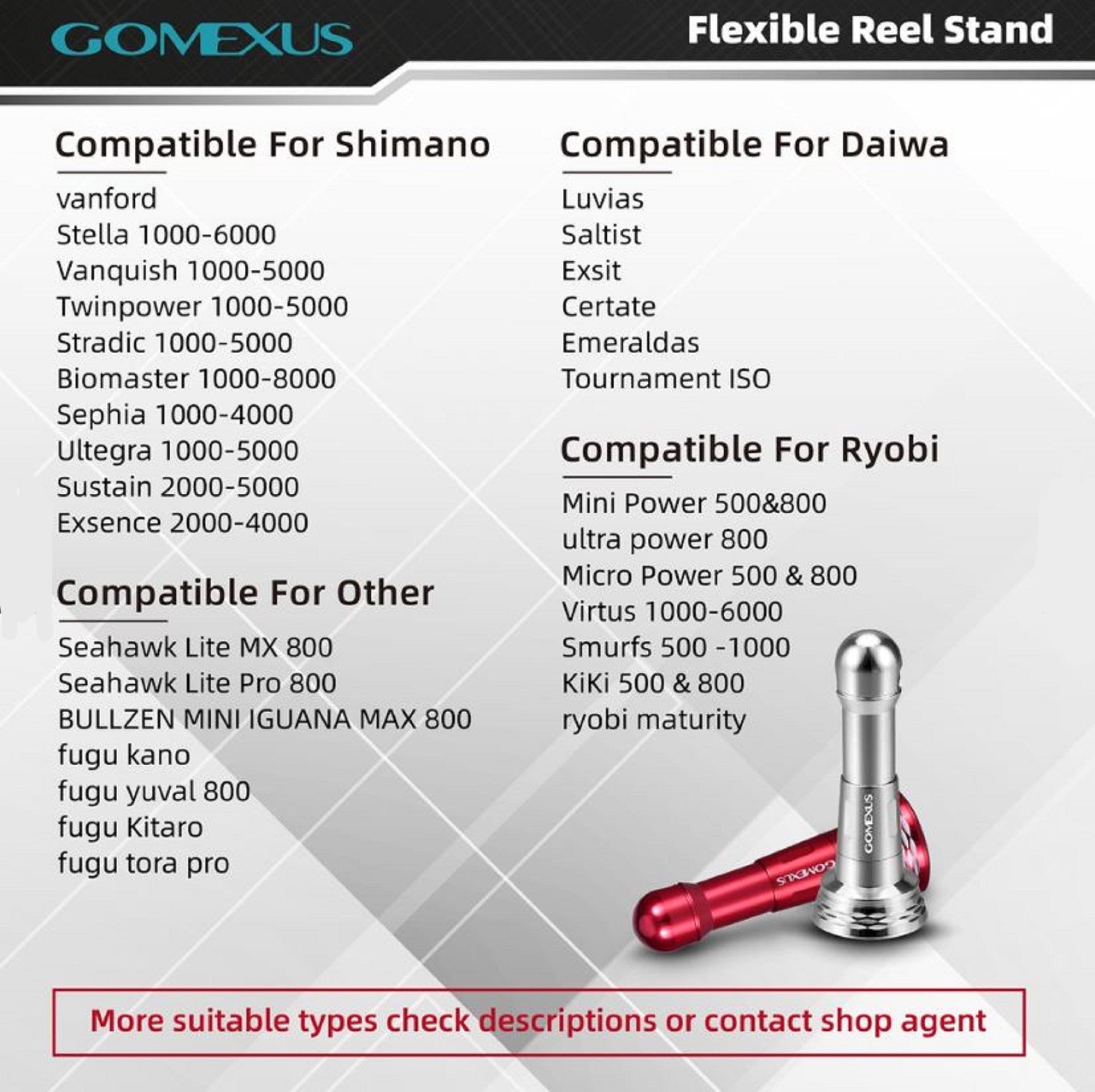 Gomexus R6RD Reel Stand Foldable Alu Red 48mm S/D 2000-5000 (3308)